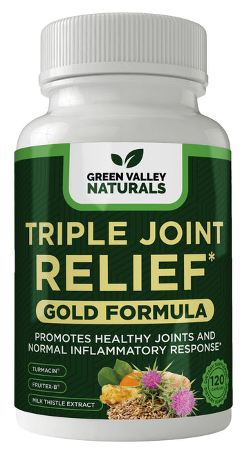 GREEN VALLEY NATURALS Triple Joint Relief Gold – Joint Support Supplement with Turmeric (Turmacin®, BCM-95®), Boswellia (AprèsFlex®) & Boron – Supports Mobility & Flexibility – 120 Capsules GREEN VALLEY NATURALS Au supplements