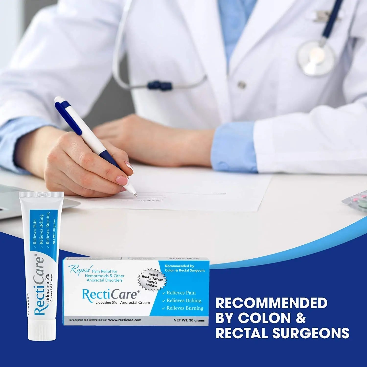 Recticare Anorectal Lidocaine 5% Cream: Topical Numbing Cream for Treatment of Hemorrhoids & Other Anorectal Disorders - 30g Tube Recticare Au supplements