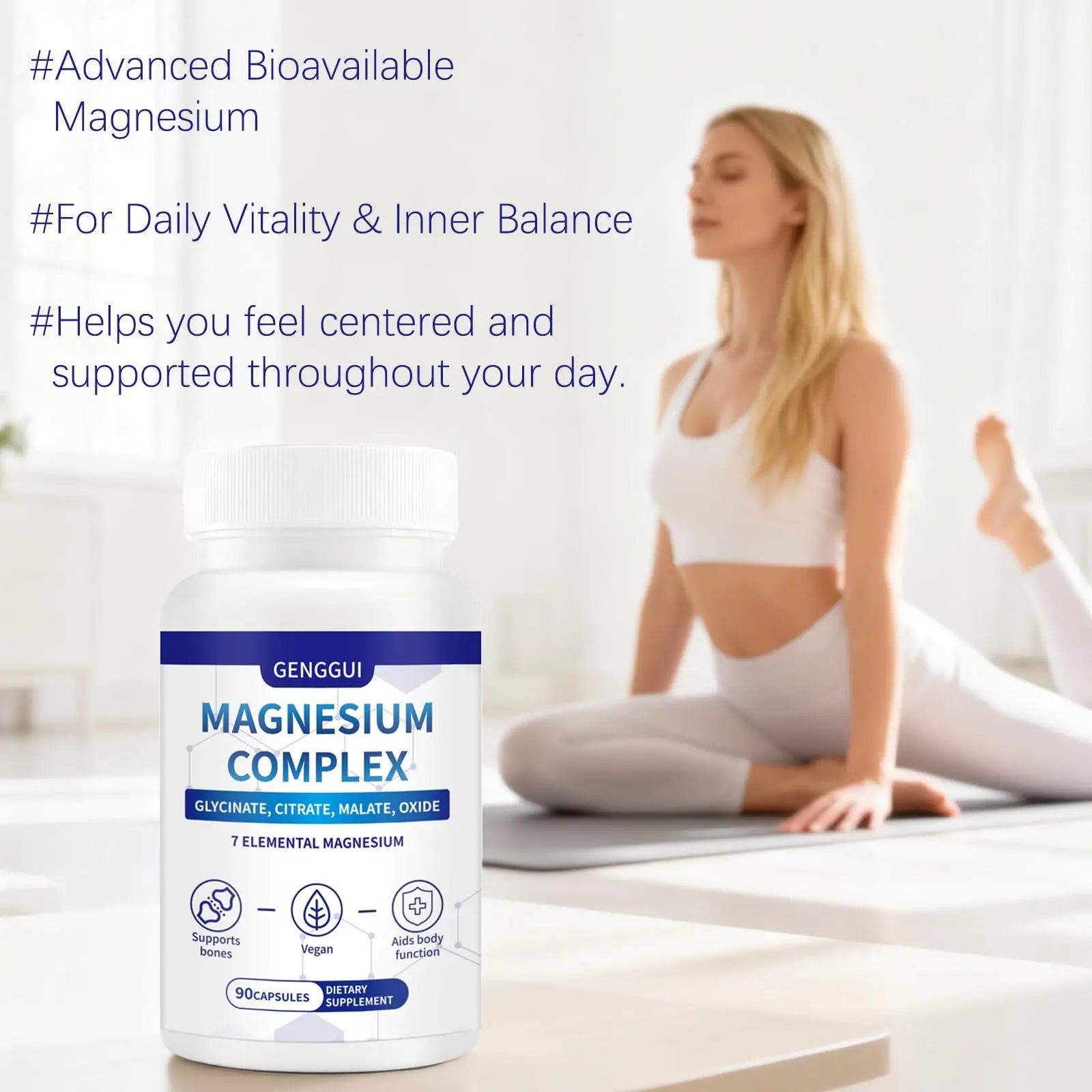 Magnesium Complex 1000mg - 7-in-1 Supplement with Glycinate, Citrate & Malate - Supports Muscle Relaxation, Sleep, Heart Health - High Absorption Capsules, 90 Count (1) CellJuvMax Au supplements