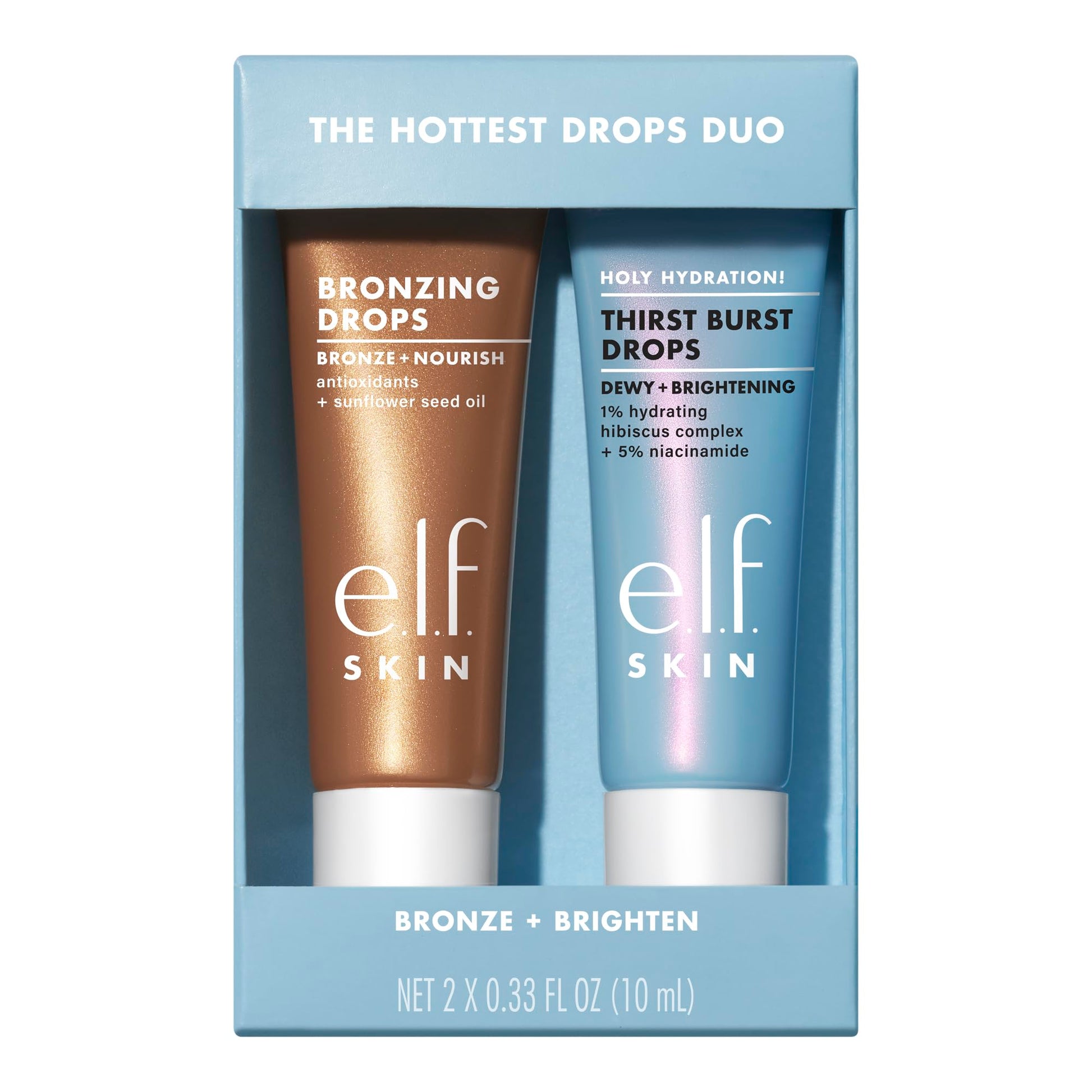 e.l.f. SKIN The Hottest Drops Duo, Holy Hydration! Thirst Burst & Bronzing Skincare Set, For A Dewy, Sun-Kissed Look, Vegan & Cruelty-Free e.l.f. Au supplements