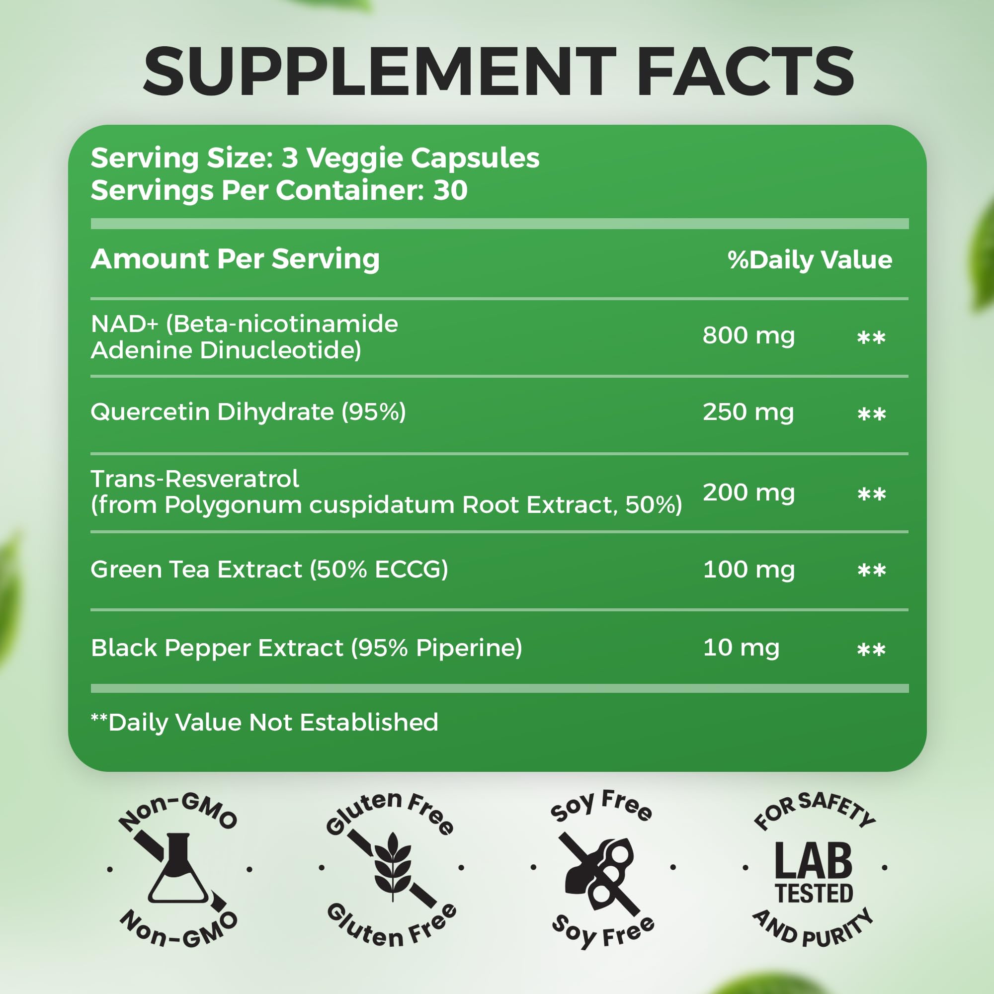 NAD+ Supplement, 1,360mg Max Strength Liposomal | Resveratrol, Quercetin, Green Tea | Cellular Energy & Healthy Aging for Men & Women | 800mg of 100% High Purity NAD+ for Energy, Focus - 90 Capsules Holistnature Au supplements