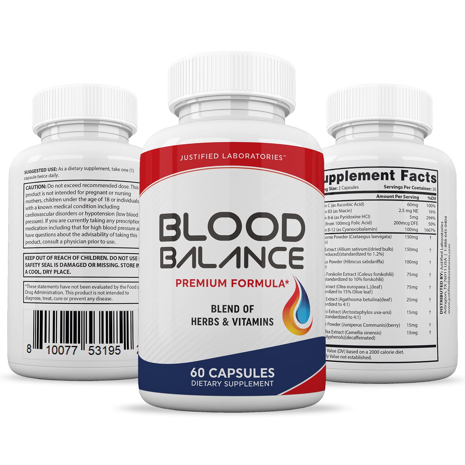 (3 Pack) Blood Balance Advanced Formula 620MG Supplement Pills 180 Capsules Justified Laboratories Au supplements