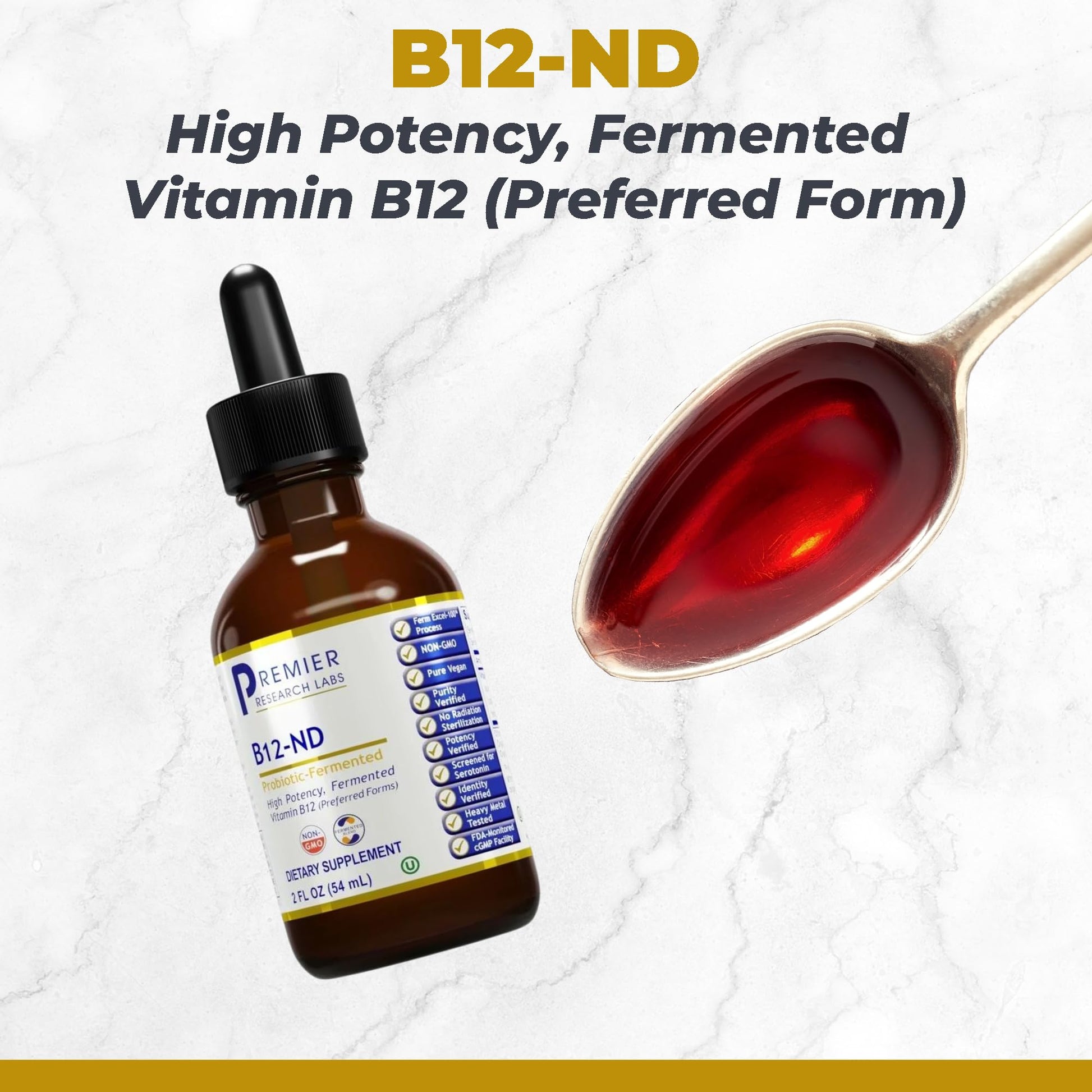Premier Research Labs B12-ND - Vitamin B12 Liquid, B12 Vitamins, B12 Drops, B-12 Tincture with Methylcobalamin, Adenosylocobalamin, Hydroxcobalamin, 1000 mcg B12 Per Serving - 2 Fl Oz Premier Research Labs Au supplements