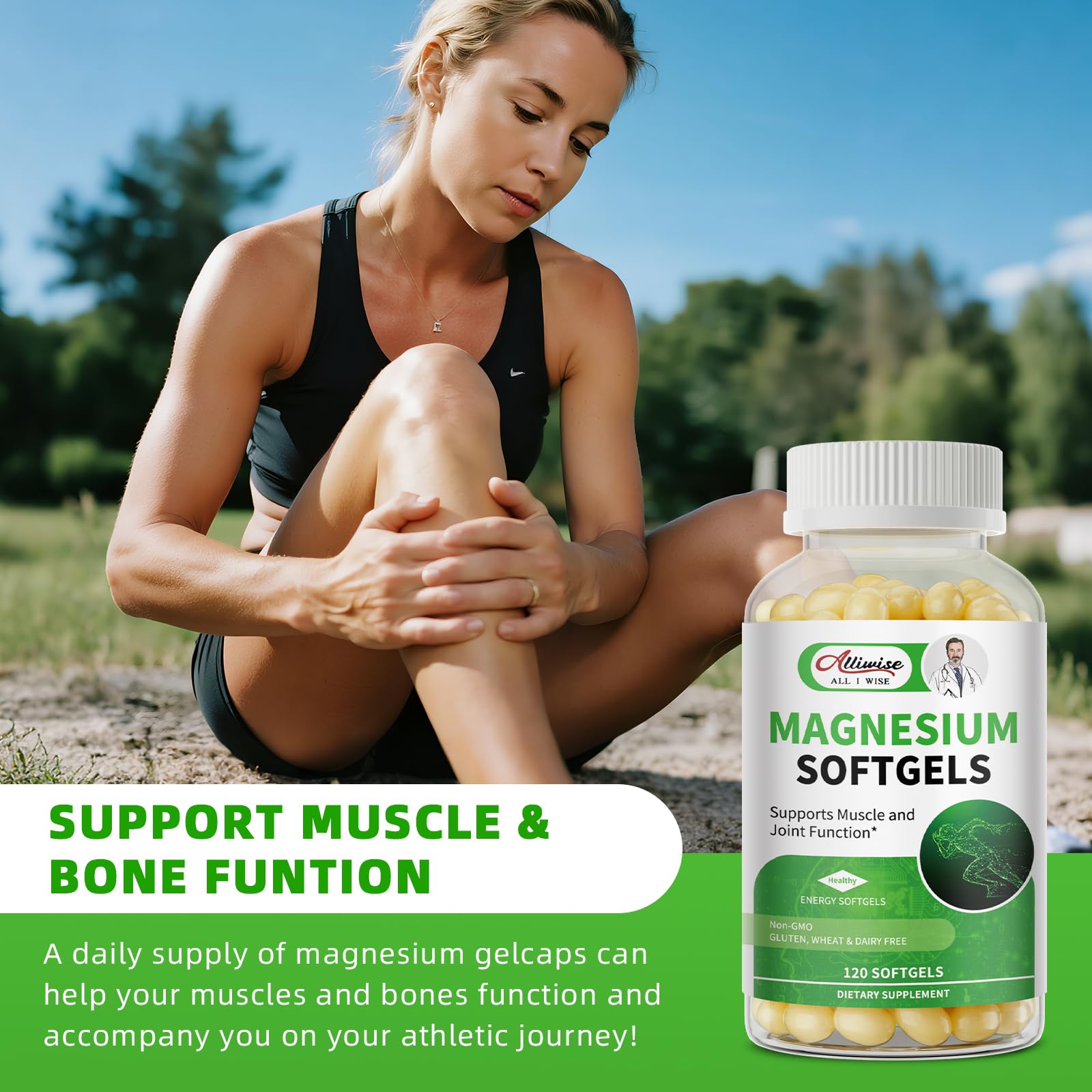 Magnesium Glycinate 500mg Softgels Supplement, Small Easy to Swallow Magnesium Gelcaps High Absorption for Night Leg&Sleep Support, Muscle&Bone, Calm, Non GMO, 120 Gelcaps, 60 Day Supply Alliwise Au supplements