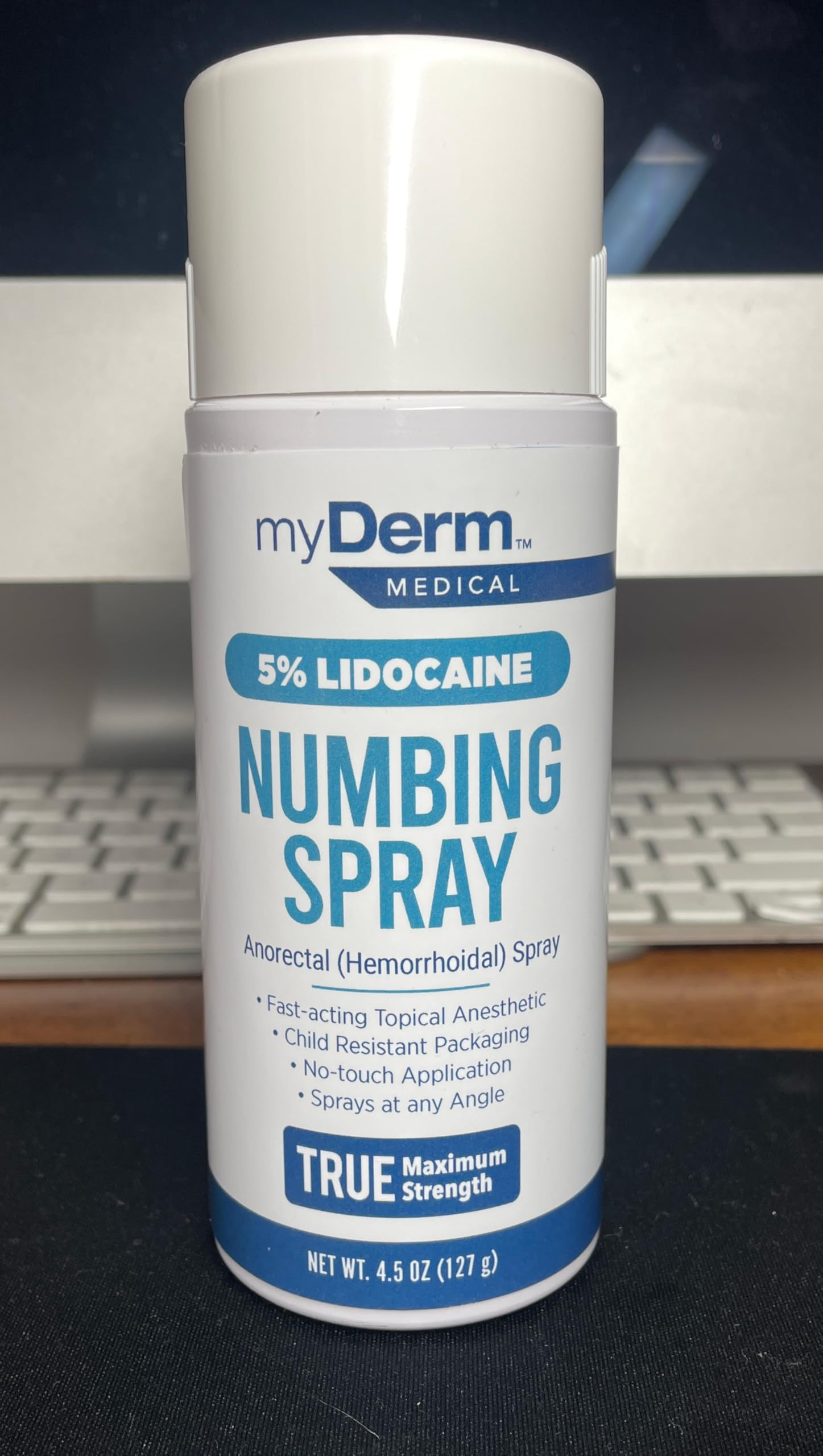 Myderm Medical Numbing Spray - 4.5oz - Maximum Strength 5% Lidocaine with Phenylephrine HCl and Witch Hazel - Fast-Acting Reliever with A Touch-Free Application - First Aid Supplies - Made in USA Myderm Au supplements