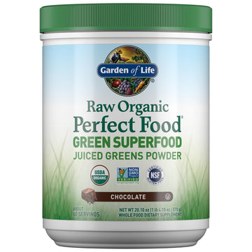 Garden of Life Raw Organic Perfect Food Green Superfood Juiced Greens Powder - Chocolate, 60 Servings, Non-GMO, Gluten Free, Vegan Whole Food Dietary Supplement Plus Probiotics, Enzymes Garden of Life Au supplements