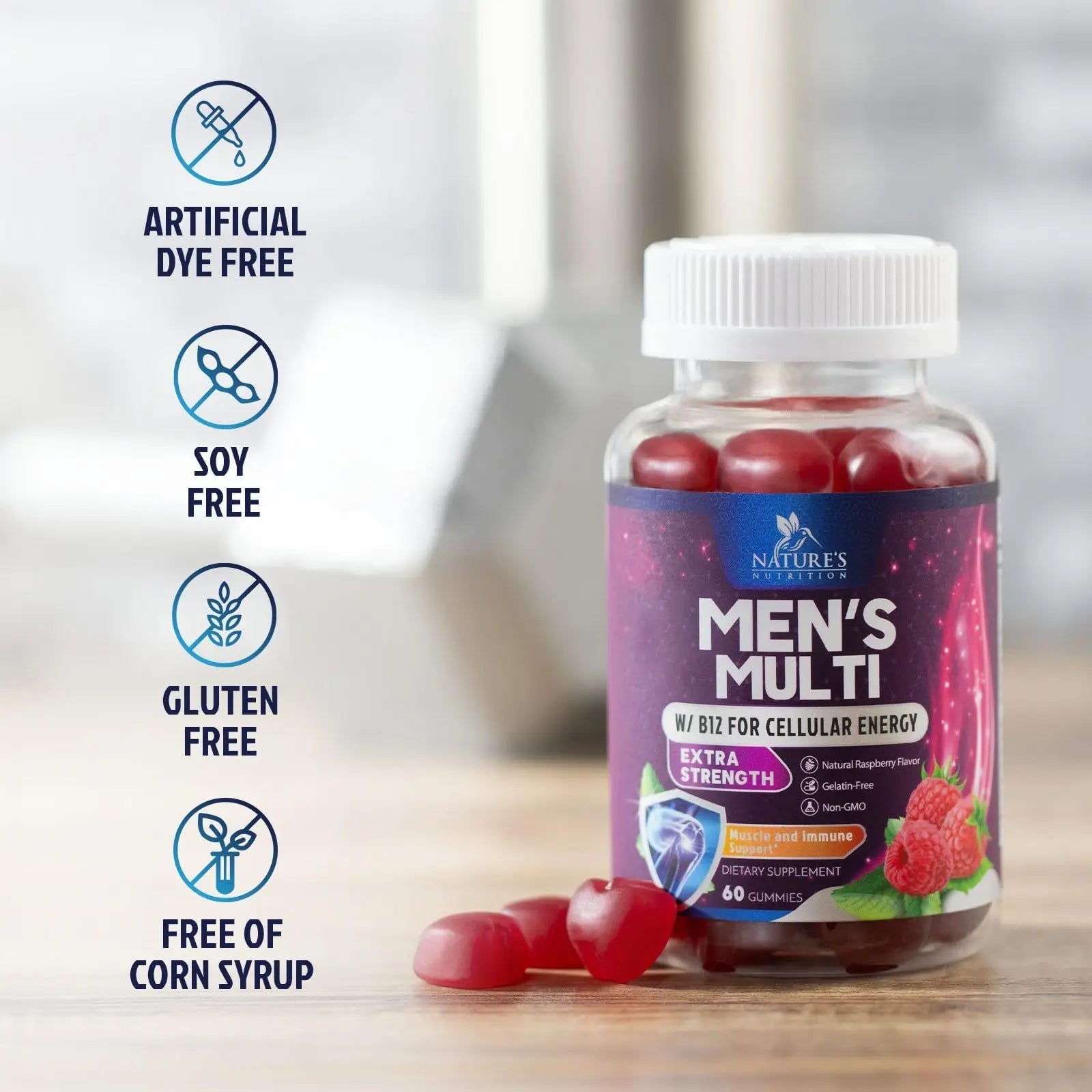 Multivitamin for Men - Complete Daily Mens Multivitamin Gummies with Vitamin D, B Vitamins, Zinc & More - Energy, Memory, Focus & Immune Health Support Nature's Nutrition Au supplements