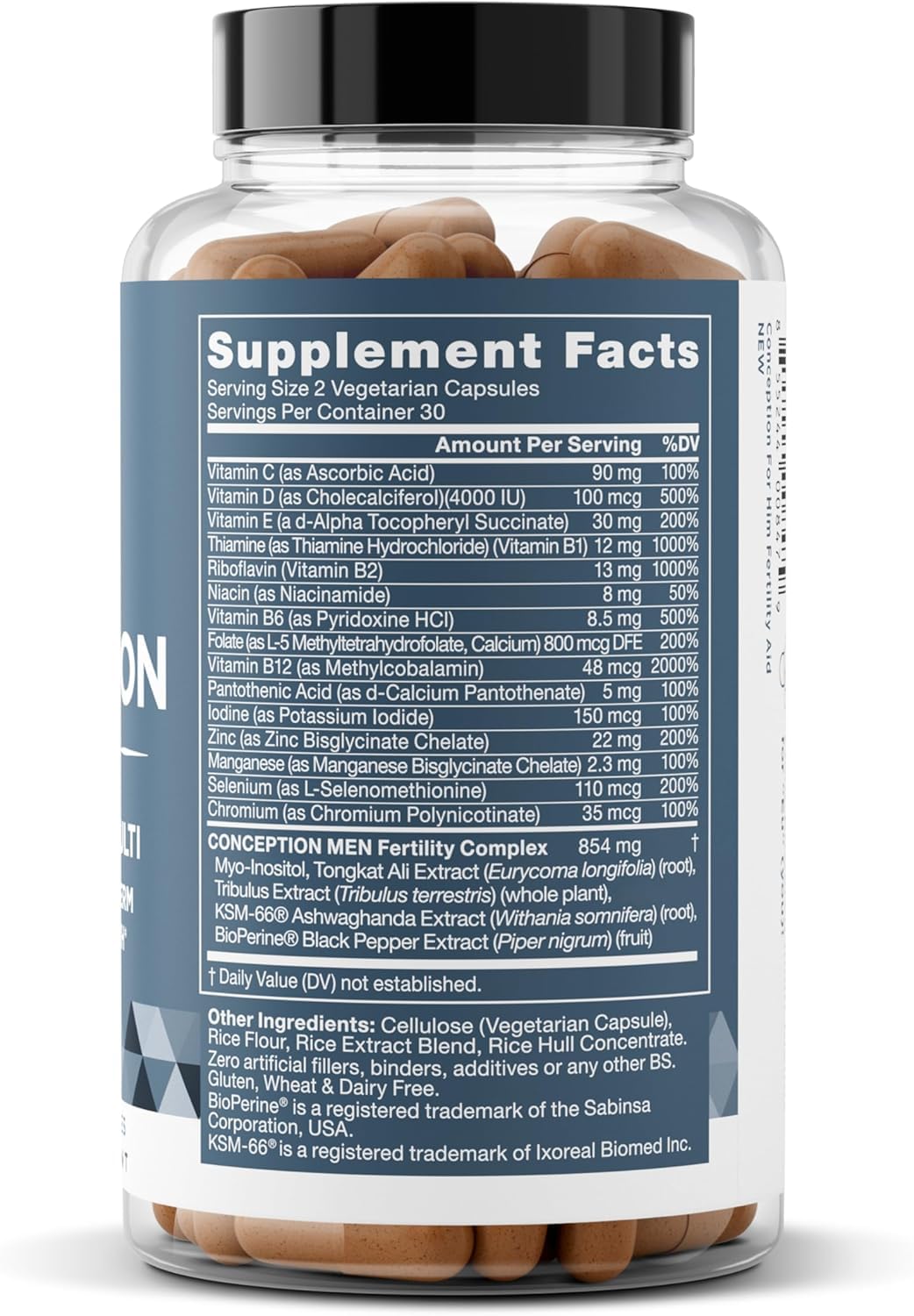 Eu Natural Conception for Him - Male Fertility Supplements with Ashwagandha, Folate & Zinc - Sperm Count, Motility & Strength Support - Fertility Support for Men, 60 Vegetarian Capsules Eu Natural Au supplements