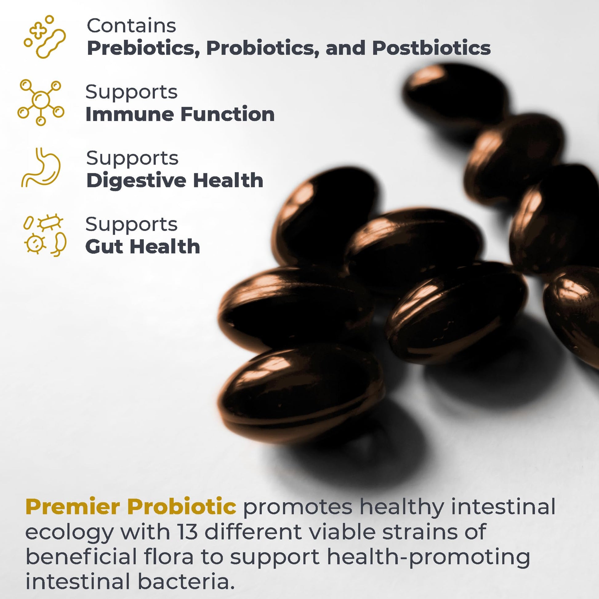 Premier Research Labs Premier Probiotic - Pre Pro Post Biotics for Women & Men, Quad Biotic, Quadbiotic, Prebiotics, Probiotics, Postbiotics & Phytobiotics - 30 Vegetarian Softgel Capsules Premier Research Labs Au supplements