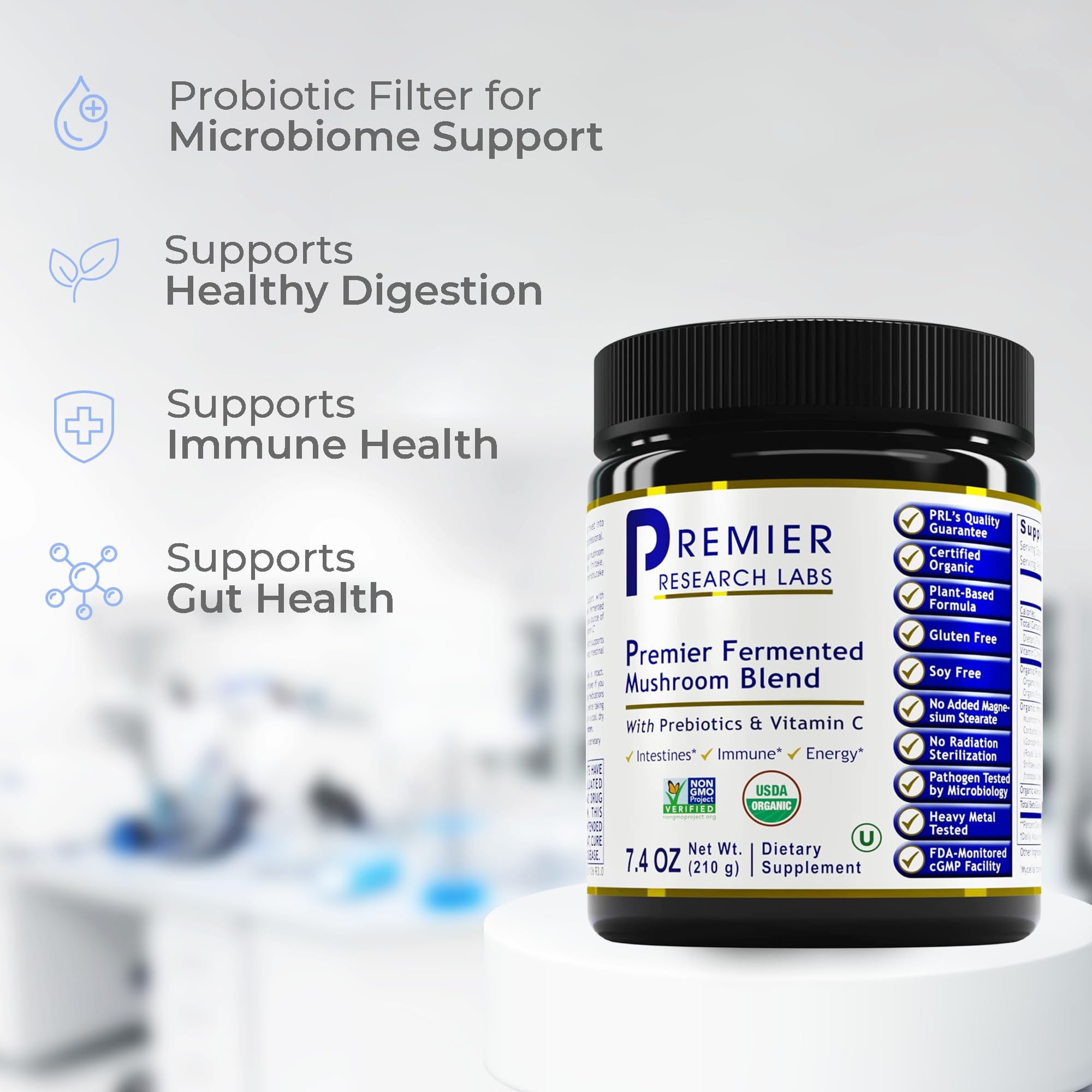 Premier Research Labs Premier Fermented Mushroom Blend - Reishi Mushroom Powder, Mushroom Extract for Drinks, Coffee, Mushroom Complex with Turkey Tail, Cordyceps for Immune & Gut Health - 7.4 oz Premier Research Labs Au supplements