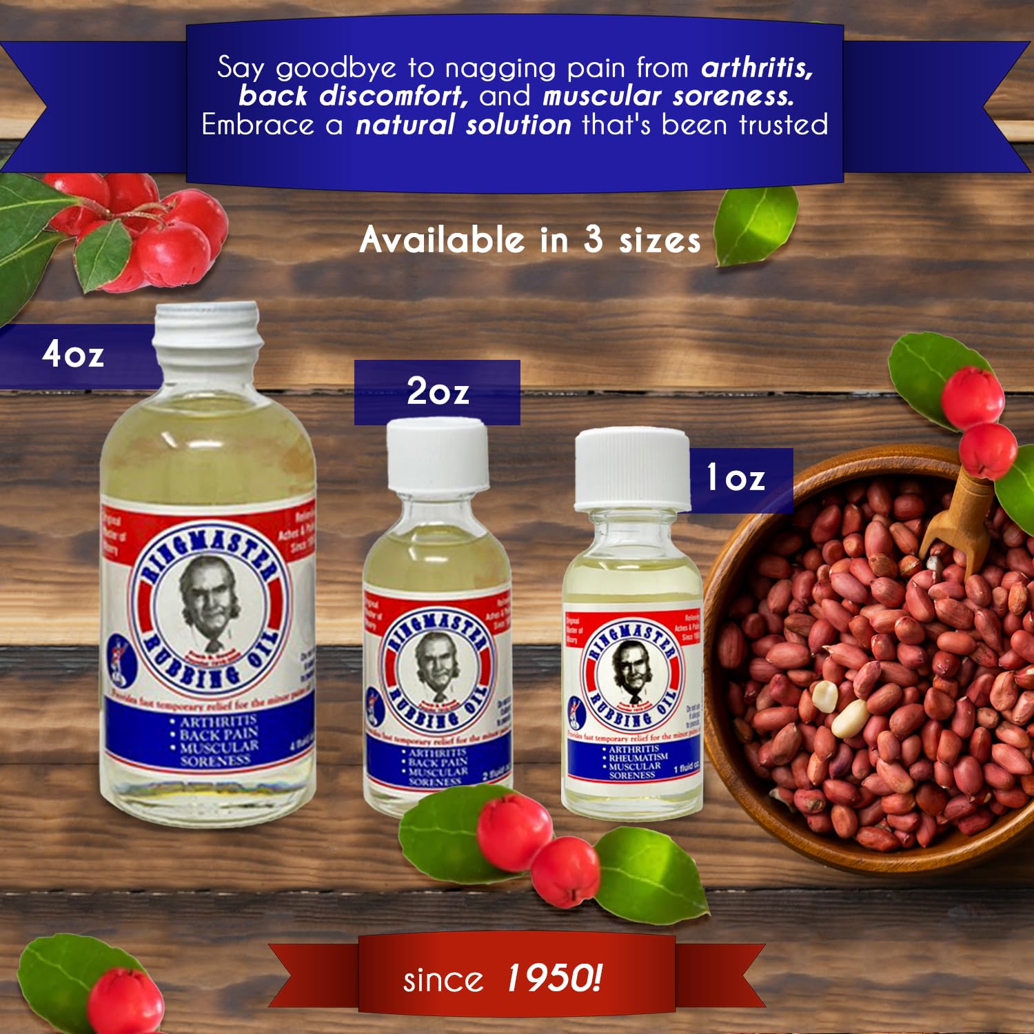 Ringmaster Rubbing Oil Pain Relief Since 1950 Made in USA for Arthritis, Rheumatism, Muscular Joint Soreness (1 oz) Ringmaster Rubbing Oil Au supplements
