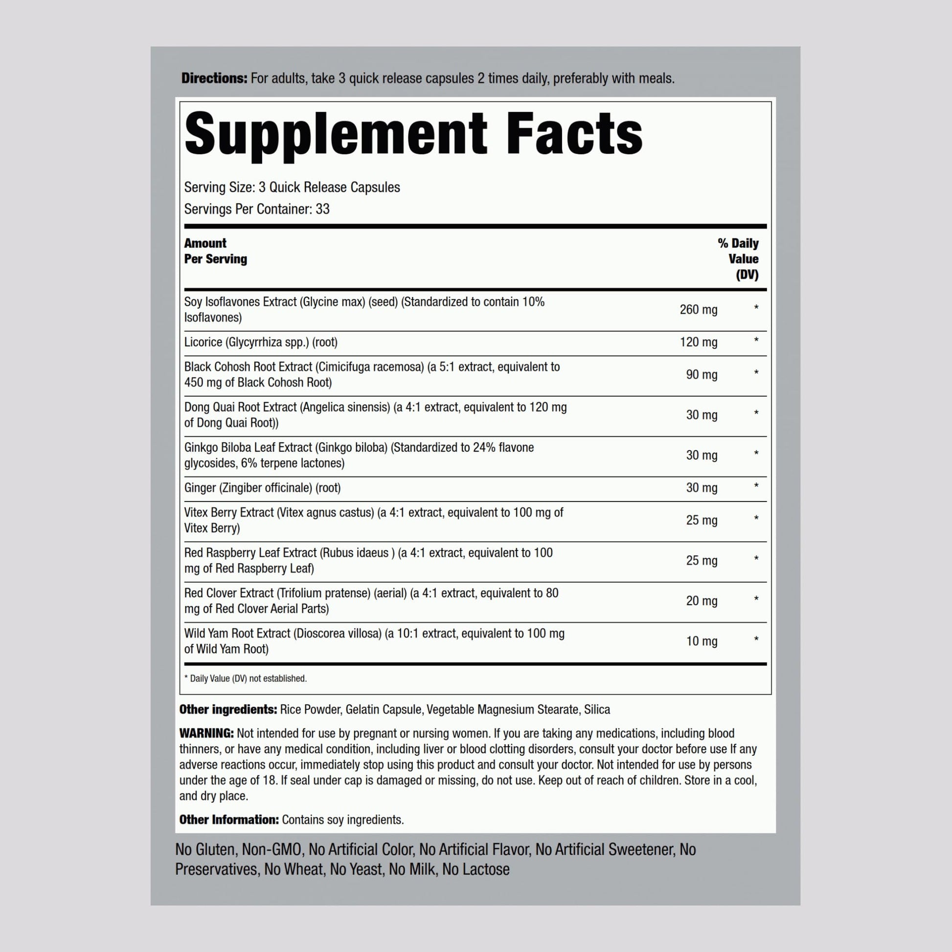 Piping Rock Menopause Ease Supplement | 100 Capsules | Advanced Support for Women | with Black Cohosh and Wild Yam | Non-GMO, Gluten Free Piping Rock Au supplements