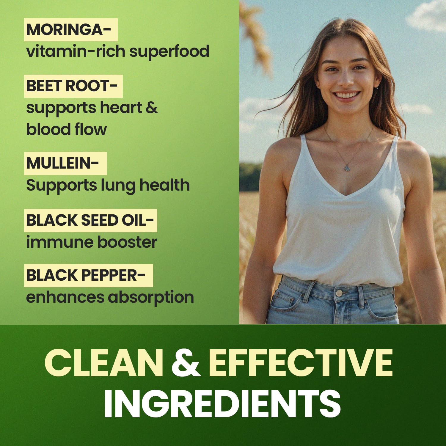 Moringa Capsules, Beet Root, Mullein Leaf - Energy, Skin, Immune Supplement Superfood, Rich in Antioxidants, Minerals & Essential Vitamins - High Absorption Non-GMO - Made in USA - 60ct Vitamax Au supplements