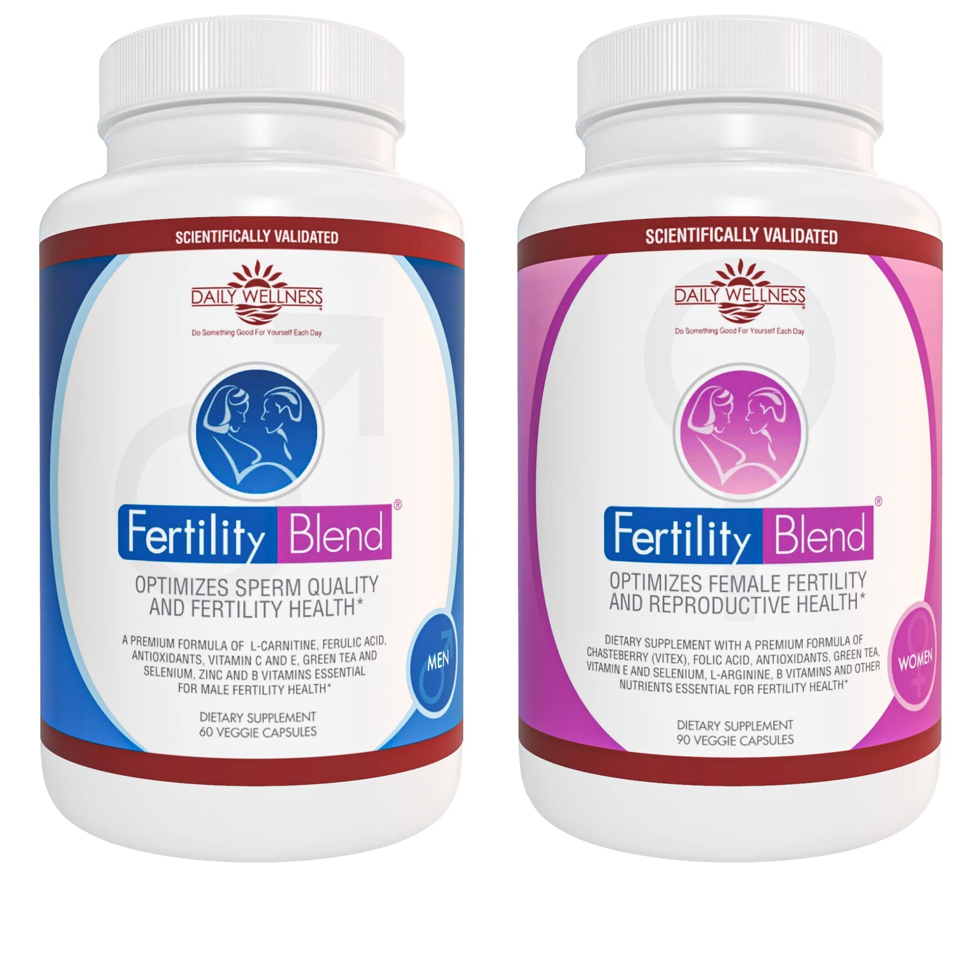 One Month Supply Each-FERTILITY BLEND Supplement for MEN (60 Tablets) and FERTILITY BLEND Supplement for WOMEN (90 Tablets).by The Daily Wellness Co. Fertility Blend Au supplements