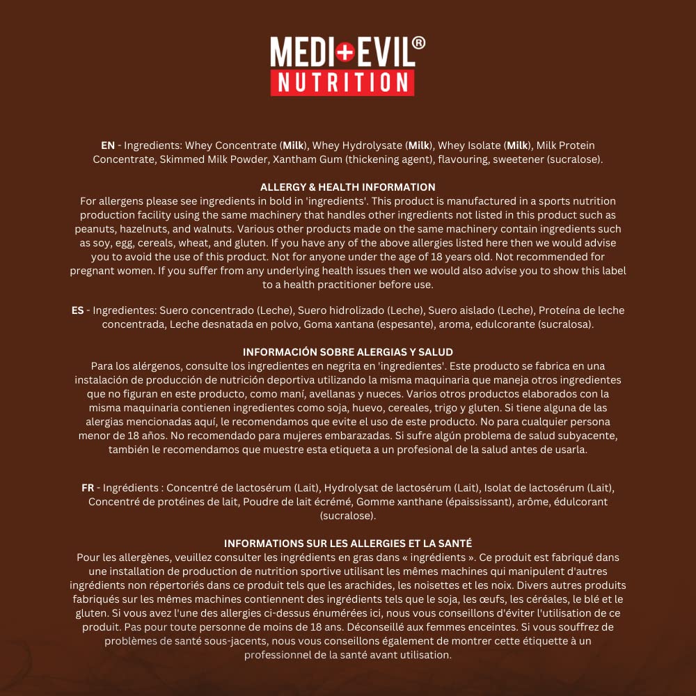 Medi-Evil Nutrition Whey Dynamic Protein, Triple Chocolate Flavour, 600g, 20 Servings Medi-Evil Au supplements