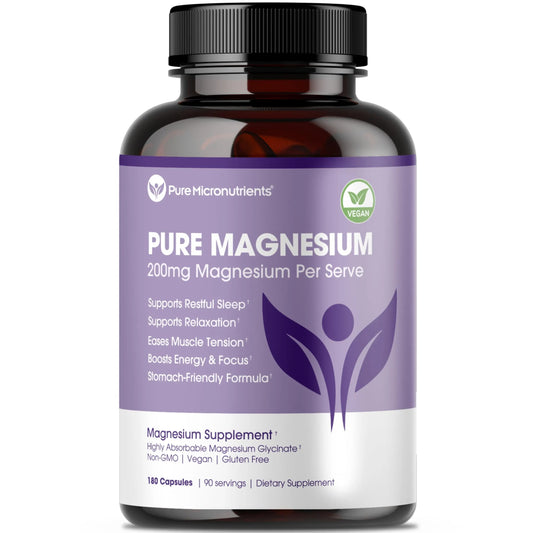 Pure Magnesium Glycinate Supplement – Highly Absorbable Chelated Magnesium to Support Sleep, Muscle & Nerve Health, Energy, Relaxation & Bone Health Pure MicronutrientsAU supplements