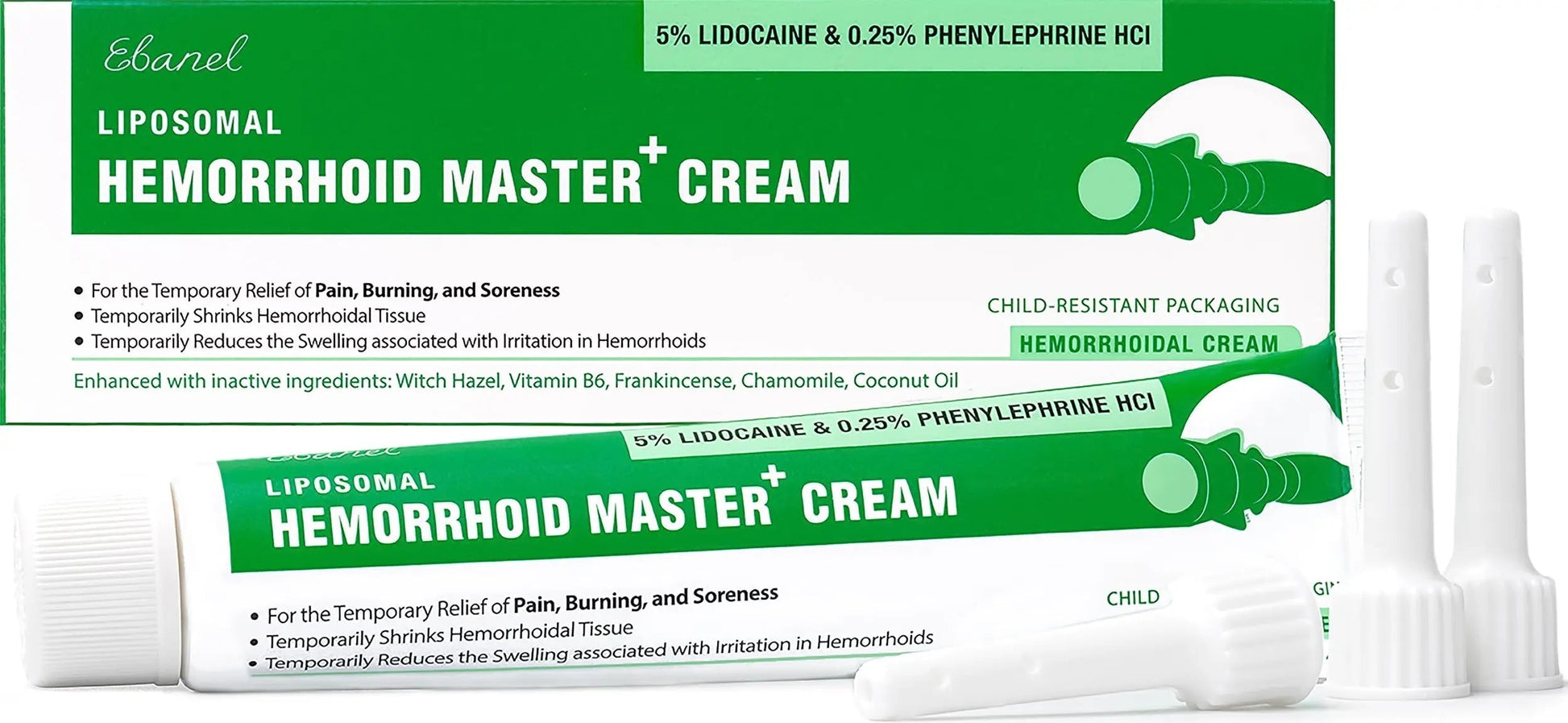 Ebanel 5% Lidocaine Hemorrhoid Treatment Cream with Witch Hazel, Phenylephrine, Horse Chestnut, Vitamin B6, Zinc Oxide, External and Internal Hemorrhoids Treatment Burn Itch Pain Relief Anal Cream Ebanel Au supplements