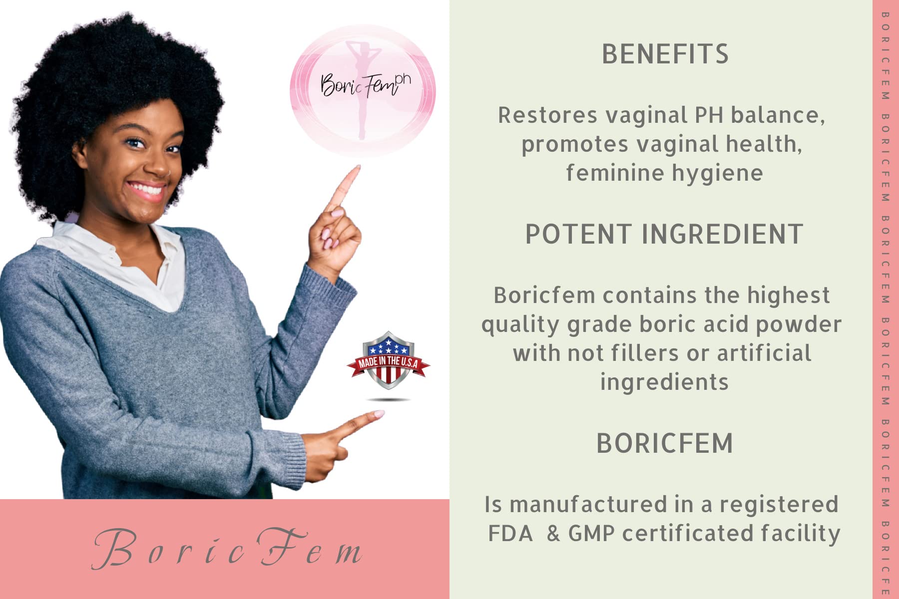 N'More Boric Acid Vaginal Suppositories - 30 Count, 600mg - 100% Pure Made in USA N'More Au supplements