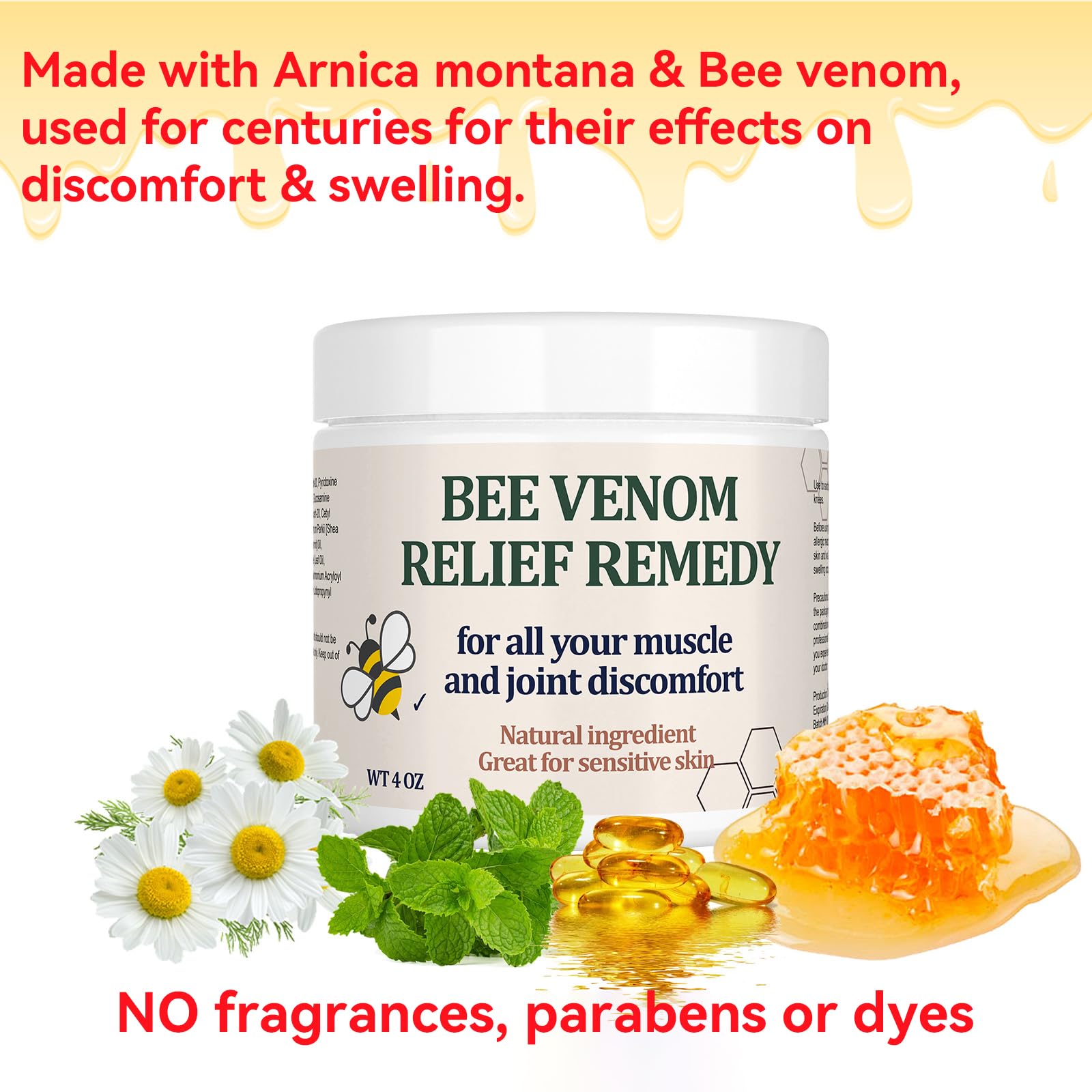 KOKOMAANE Bee Venom Muscle Bone Cream, Fast Acting, for Back, Neck, Hand, Foot, Knee, Muscle, Shoulder, Topical, Wrist, Elbow, Hip, Nerve, Plantar, Ankle, Foot discomfort, Vitamin B6 KOKOMAANE Au supplements