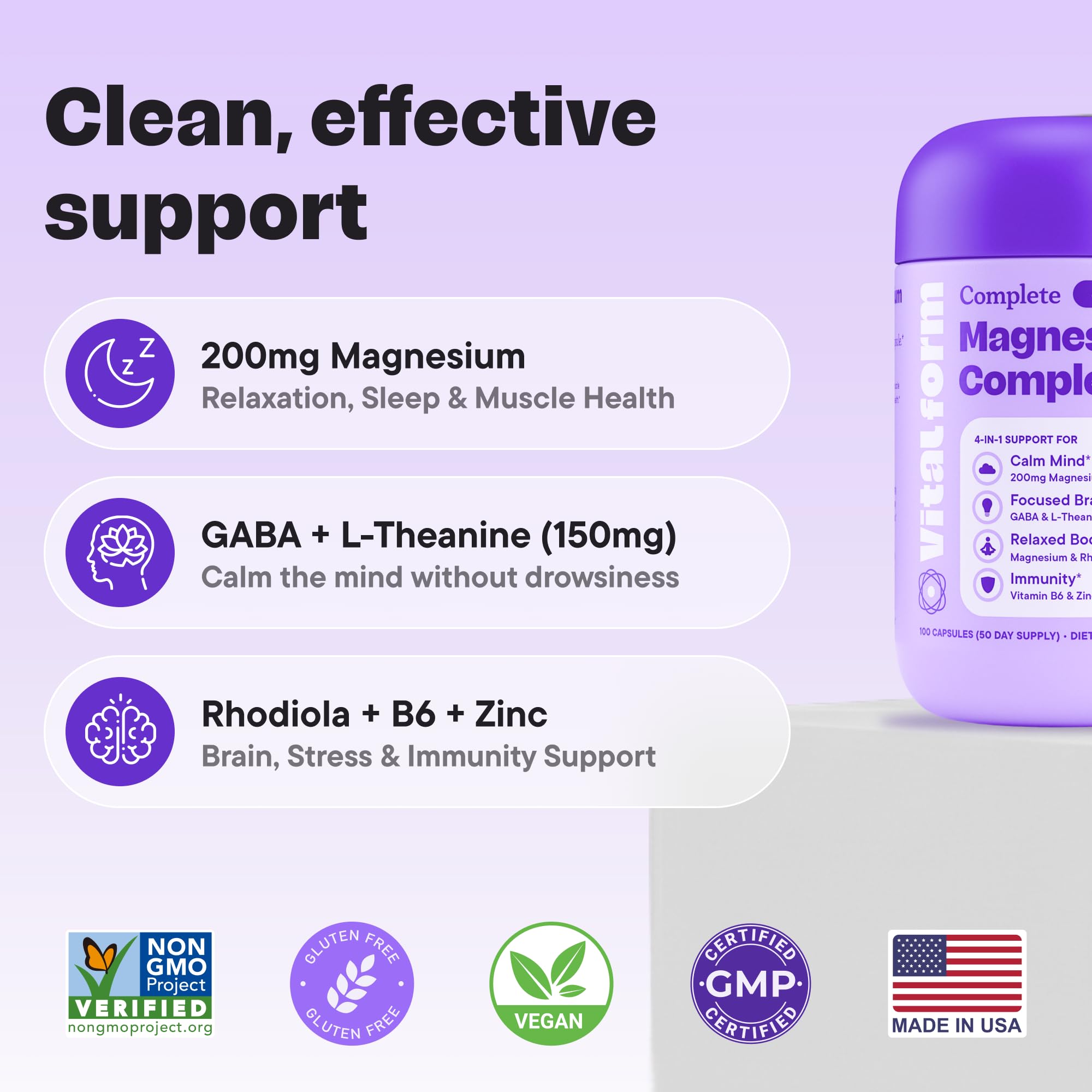 VitalForm Magnesium Glycinate Sleep Complex – Non-Habit Forming Support with L-Theanine, GABA, Zinc & Rhodiola – Promotes Relaxation, Calm & Muscle Recovery – Non-Melatonin – 100 Capsules VitalForm Au supplements