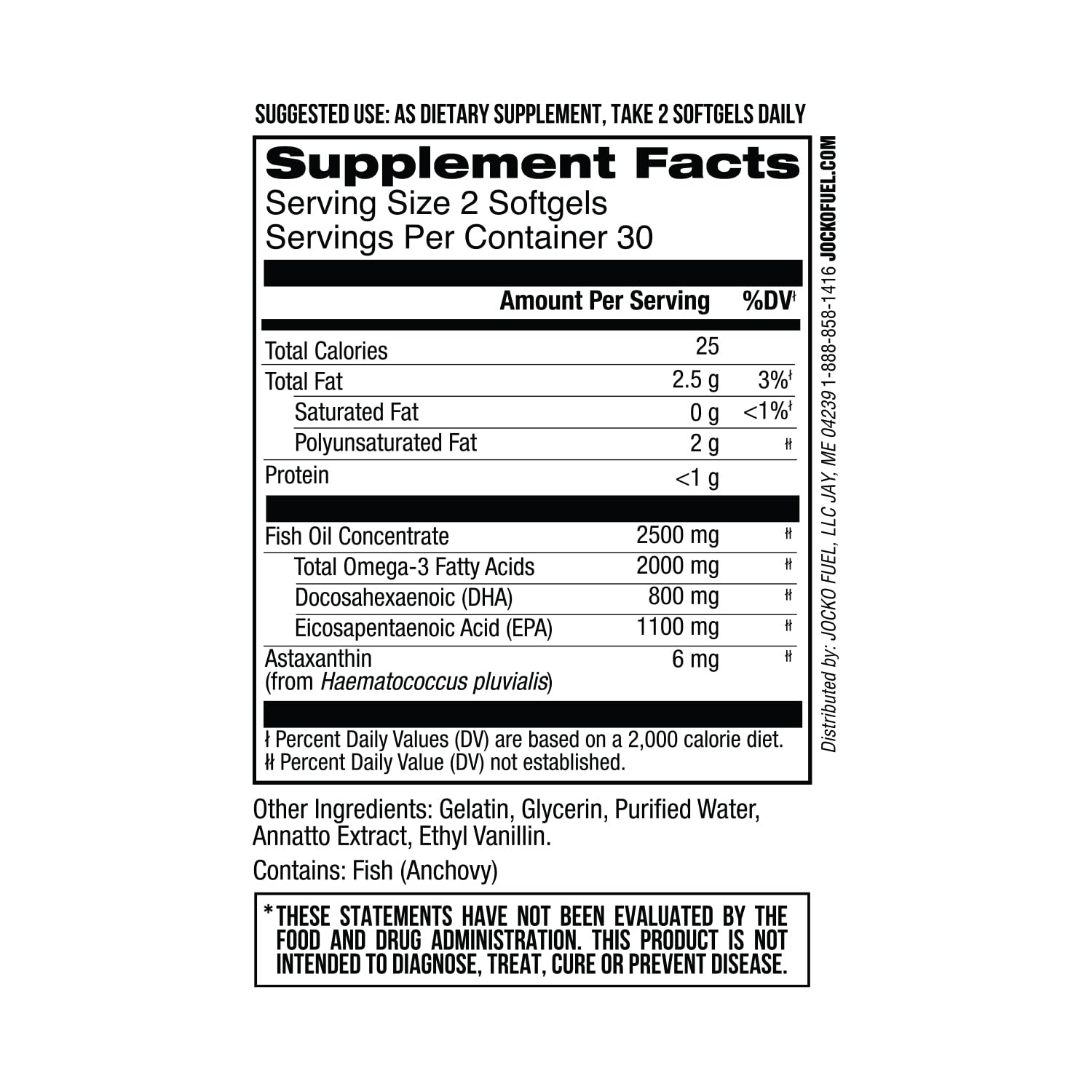 Jocko Fuel Omega 3 Fish Oil Supplement 2000mg - Burpless Fatty Acid Supplement, Wild Caught, Powerful Antioxidant with Astaxanthin (60 Capsules) Jocko Fuel Au supplements