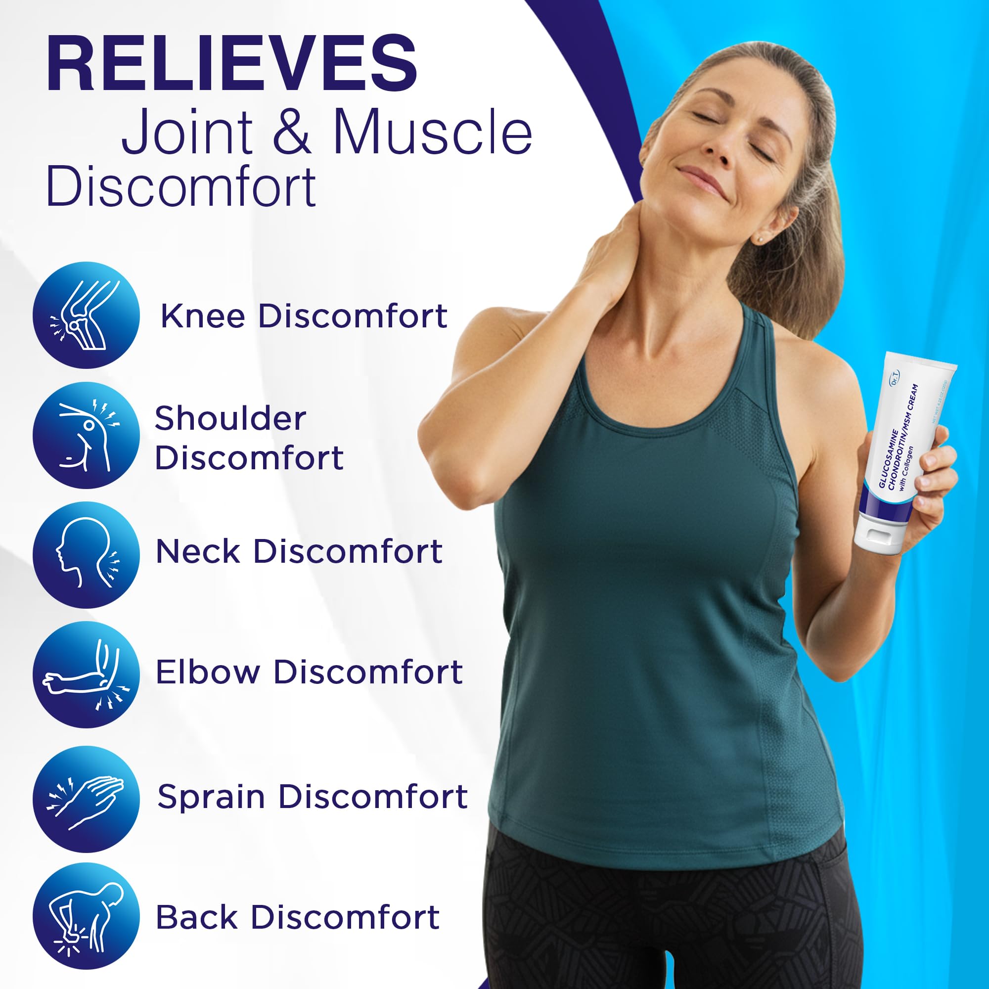 Dr. T Glucosamine Chondroitin Cream - Premium Formula with MSM and Collagen for Joint and Muscle Discomfort - Maintains Joint Strength, Flexibility & Muscle Mobility - 4.23 oz / 120g (1 Pack) Dr. T Au supplements