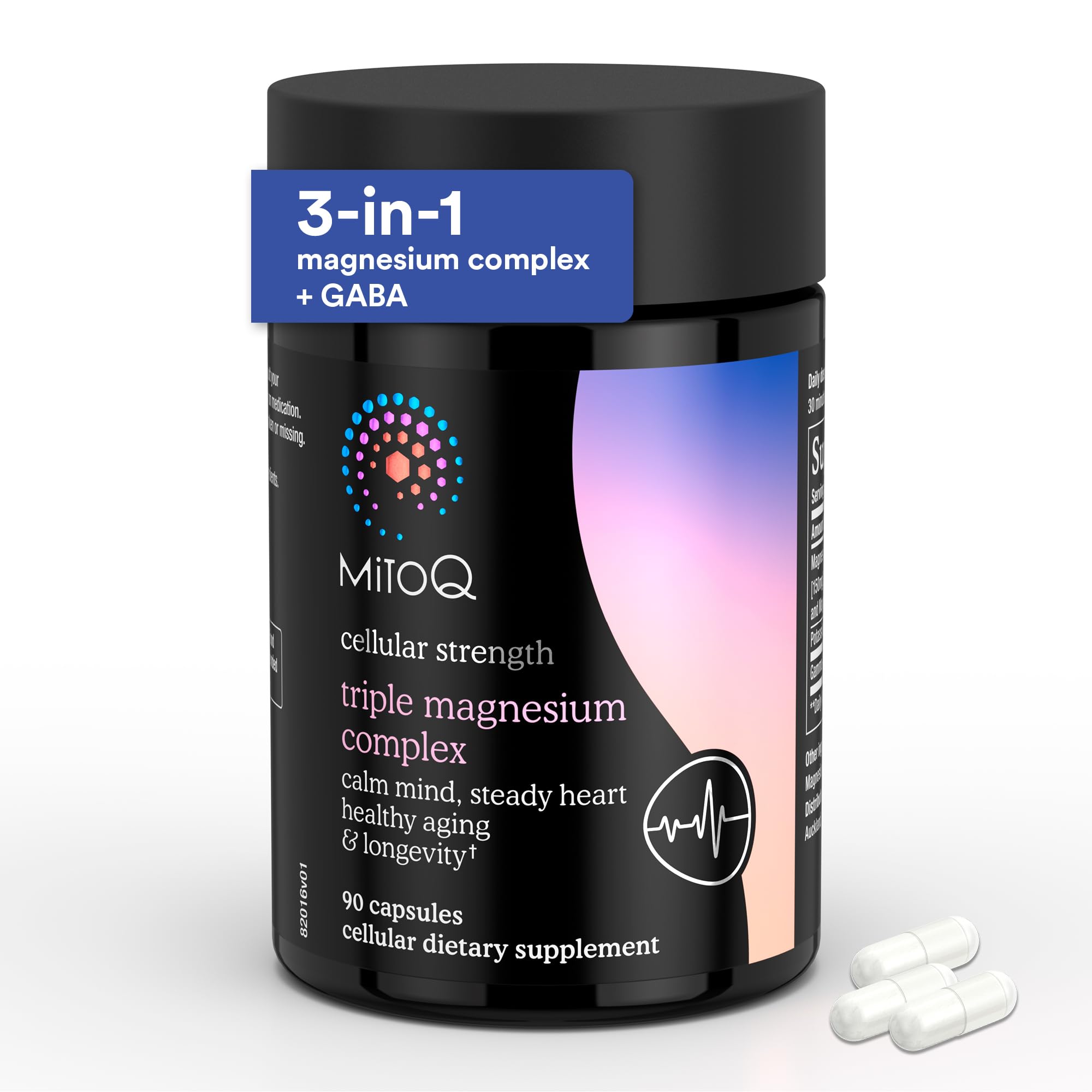 MitoQ Triple Magnesium Complex | Magnesium Glycinate, Taurinate, Oxide with GABA for Heart Health, Stress Management, & Deeper Sleep | High Absorption | 90 Capsules MitoQ Au supplements