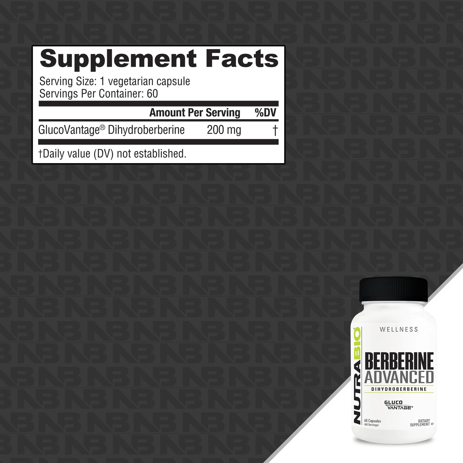 NutraBio Berberine Advanced Supplement (Dihydroberberine), 200 mg - Provides Advanced Absorption Carbohydrate Tolerance Support, 60 Caps NutraBio Au supplements