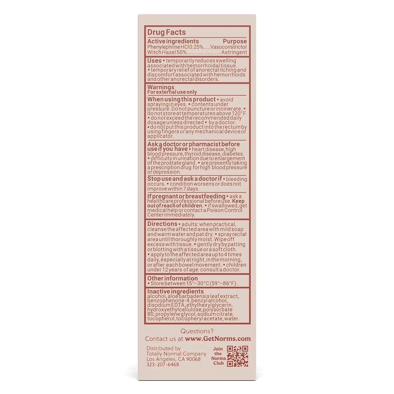 Norms Cooling Hemorrhoid Spray, Maximum Strength Touch-Free Relief with Phenylephrine, Witch Hazel, Aloe, Shrinks Swelling, Calms Itching, Soothes on Contact, 3oz Spray Norms Au supplements