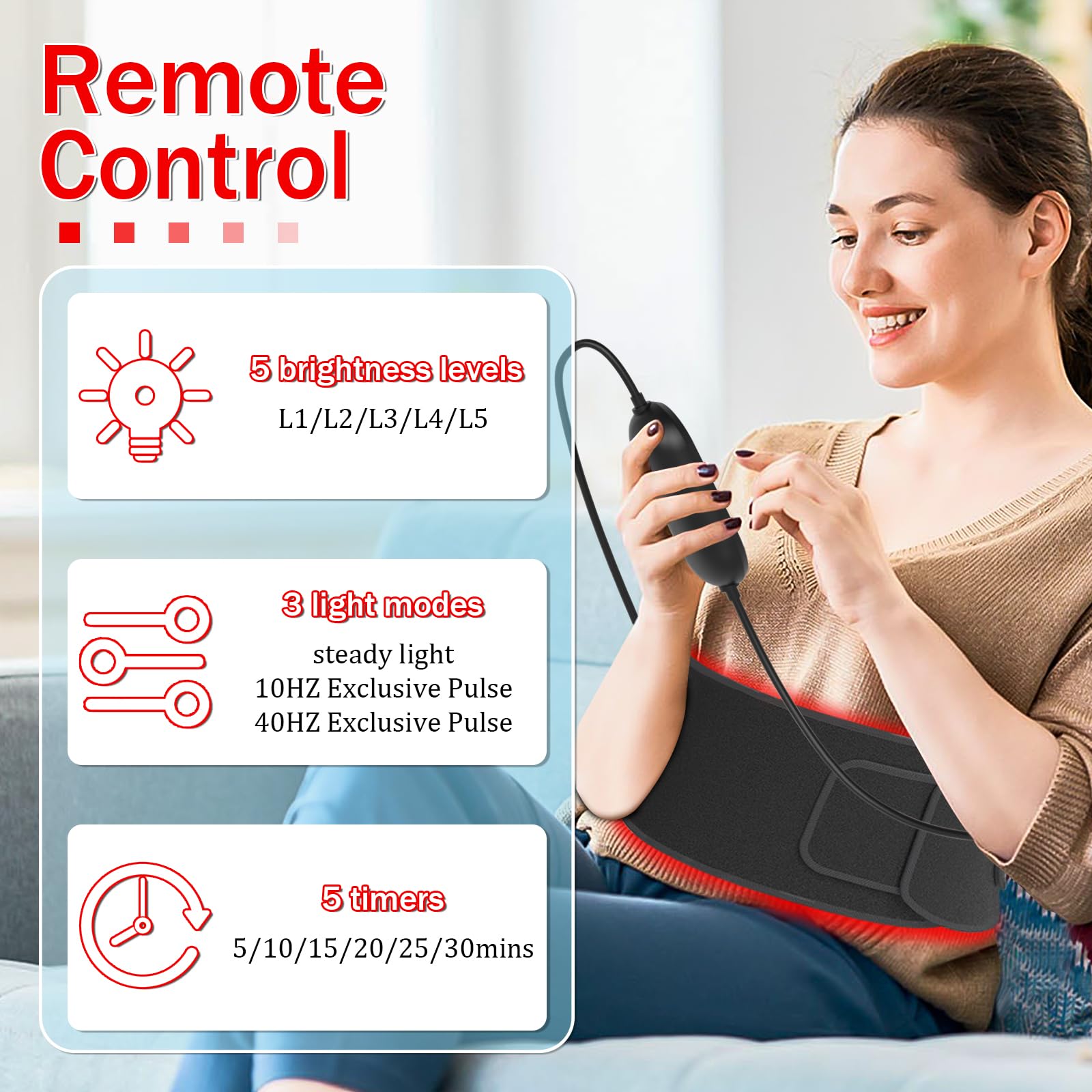 Red Light Therapy Belt Near-Infrared-Light Therapy Wrap for Body Wearable Large Pad for Waist Back Shoulder with Timer Controller Aptoyu Au supplements