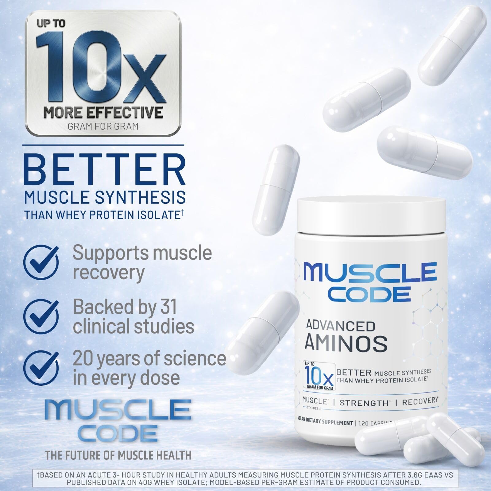 NAUTILUS Muscle Code Essential Amino Acid Capsules – Muscle Synthesis & Repair & Strength – Unflavored – 30 Servings – Clinically Studied – 0g Sugar, Keto, Vegan, Gluten Free, Dairy Free NAUTILUS Au supplements