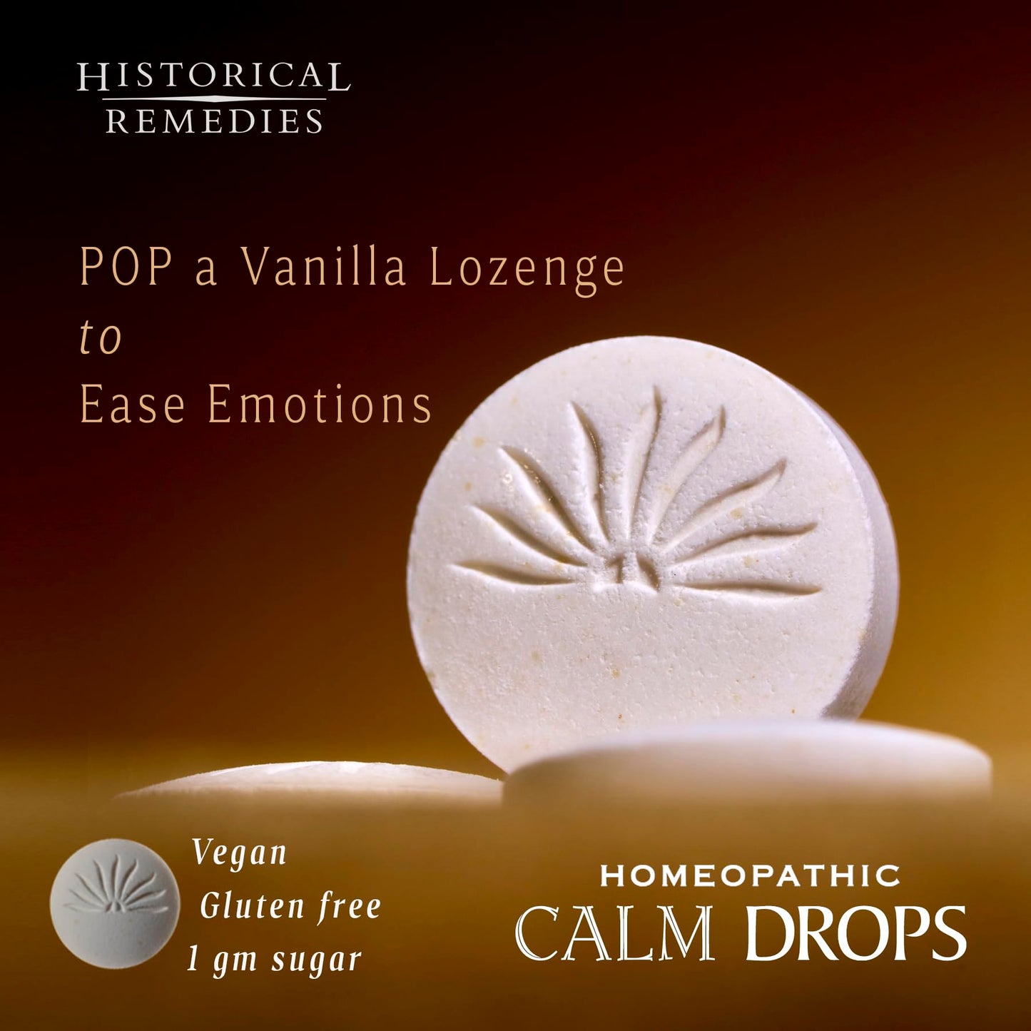 Historical Remedies Calm Drops Homeopathic Lozenges (1 Pack)| Natural Care for Emotional Stress Relief, Vegan & Gluten-Free Organic Vanilla Flavor Drops to Promote Relaxation and a Sense of Calm Historical Remedies buy supplements Au