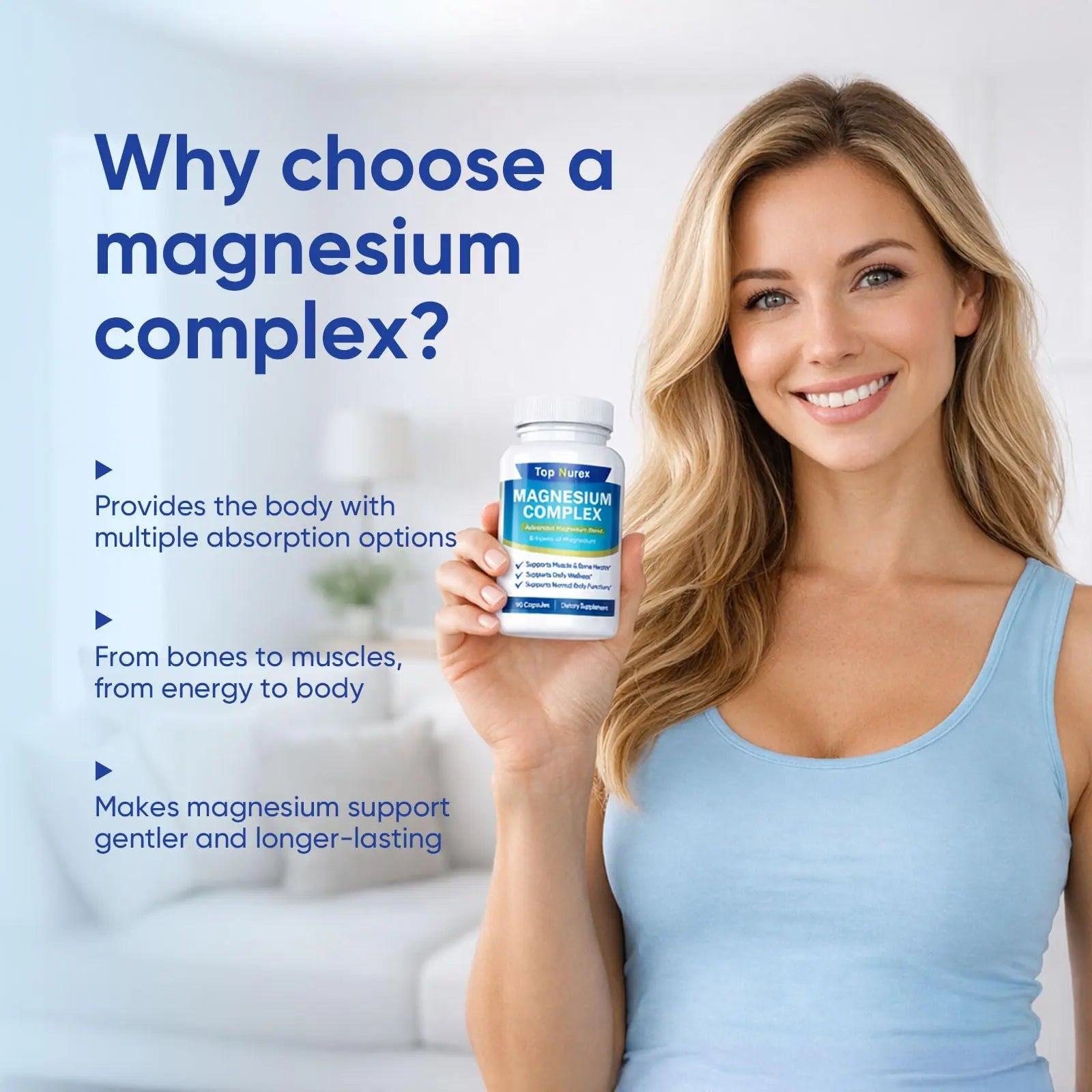 Top Nurex Magnesium Complex 1000 mg, 8-Source Magnesium Blend with Glycinate, Citrate, Malate & Taurate, Vegan Non-GMO Formula, 90 Capsules Kunnozz Au supplements