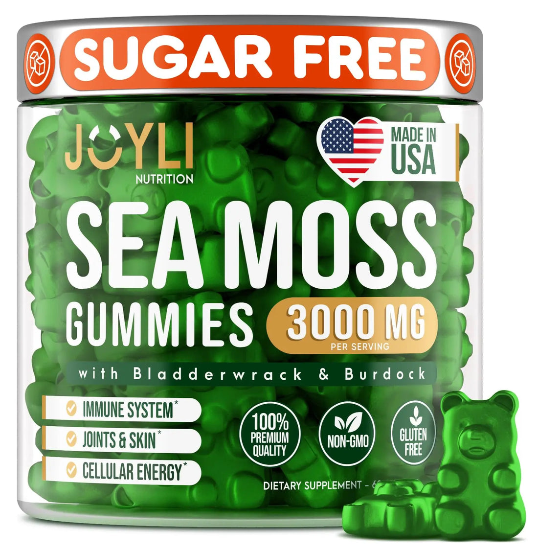 Sea Moss Gummies - Irish Seamoss Gummies for Adults & Kids - Advanced Superfood Supplement with Natural Sea Moss Gel, Bladderwrack & Burdock Root Extract - 60 Vegan Irish Moss Gummy Bears JOYLI Nutrition Au supplements