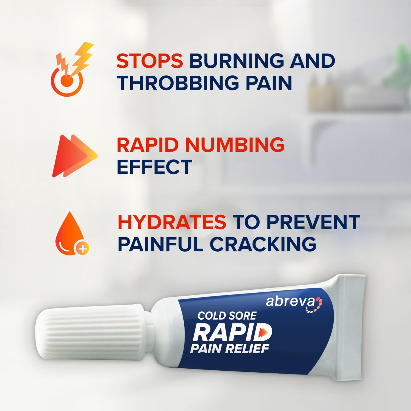 Abreva Cold Sore Treatment Rapid Pain Relief Cream - 1 Tube, 3 Grams Abreva buy supplements Au