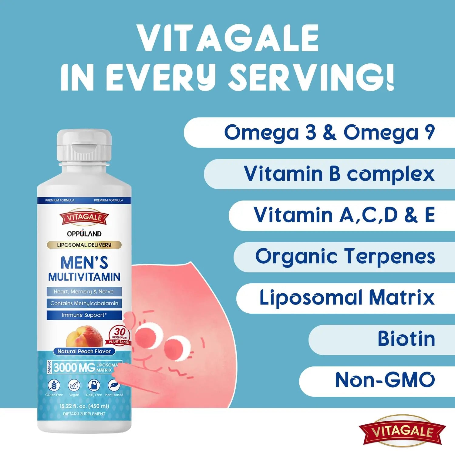 oppuland - Men's Multivitamin - Liquid Supplement - Liposomal Delivery - Daily Multi Vitamin with Biotin B Complex Omega-3 - Hair & Nail Support Vitamin oppuland Au supplements