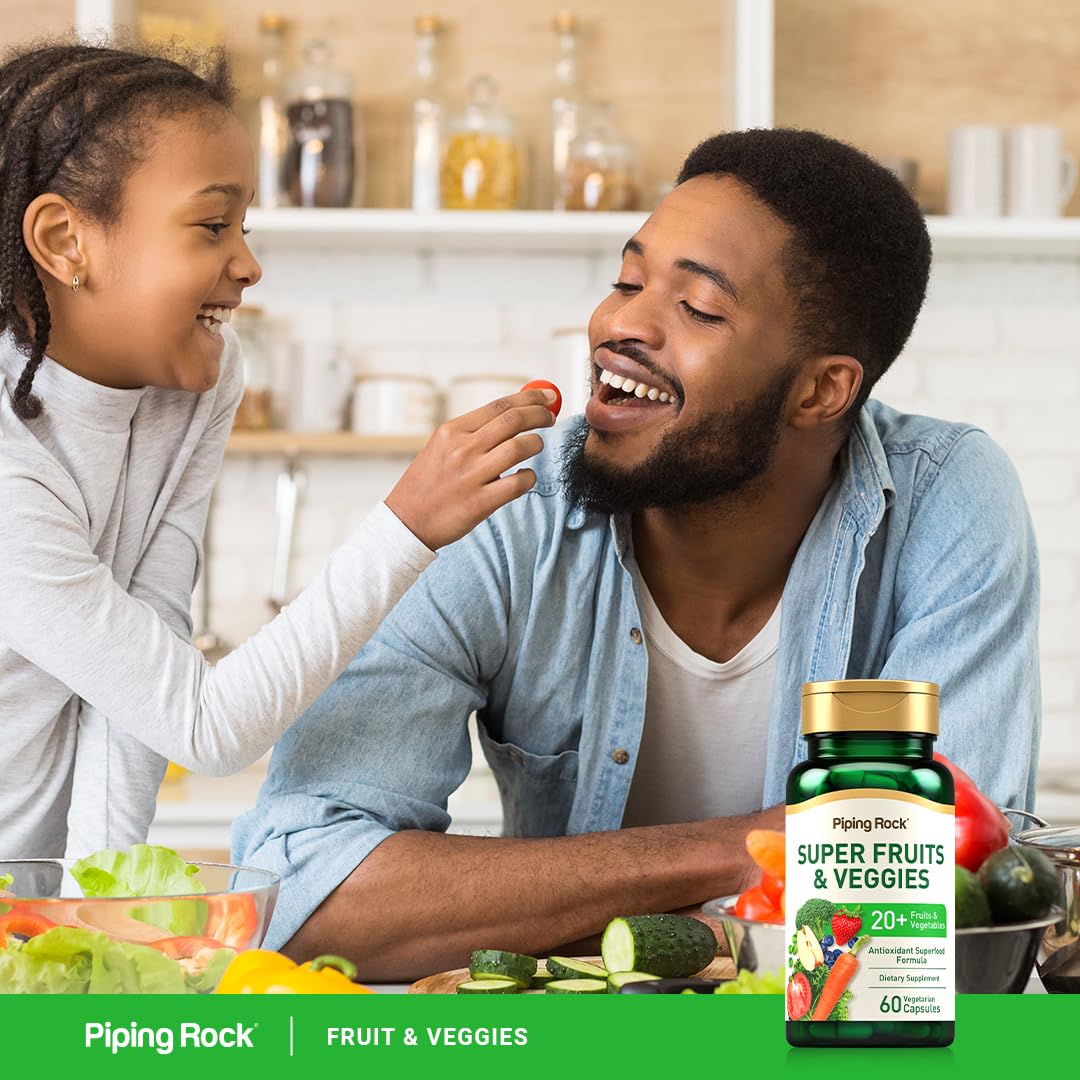 Piping Rock Fruits and Veggies Supplement | 60 Capsules | Superfood Fruit and Vegetables Vitamins | with Prebiotic Blend | Vegetarian Formula | Non-GMO, Gluten Free Piping Rock Au supplements