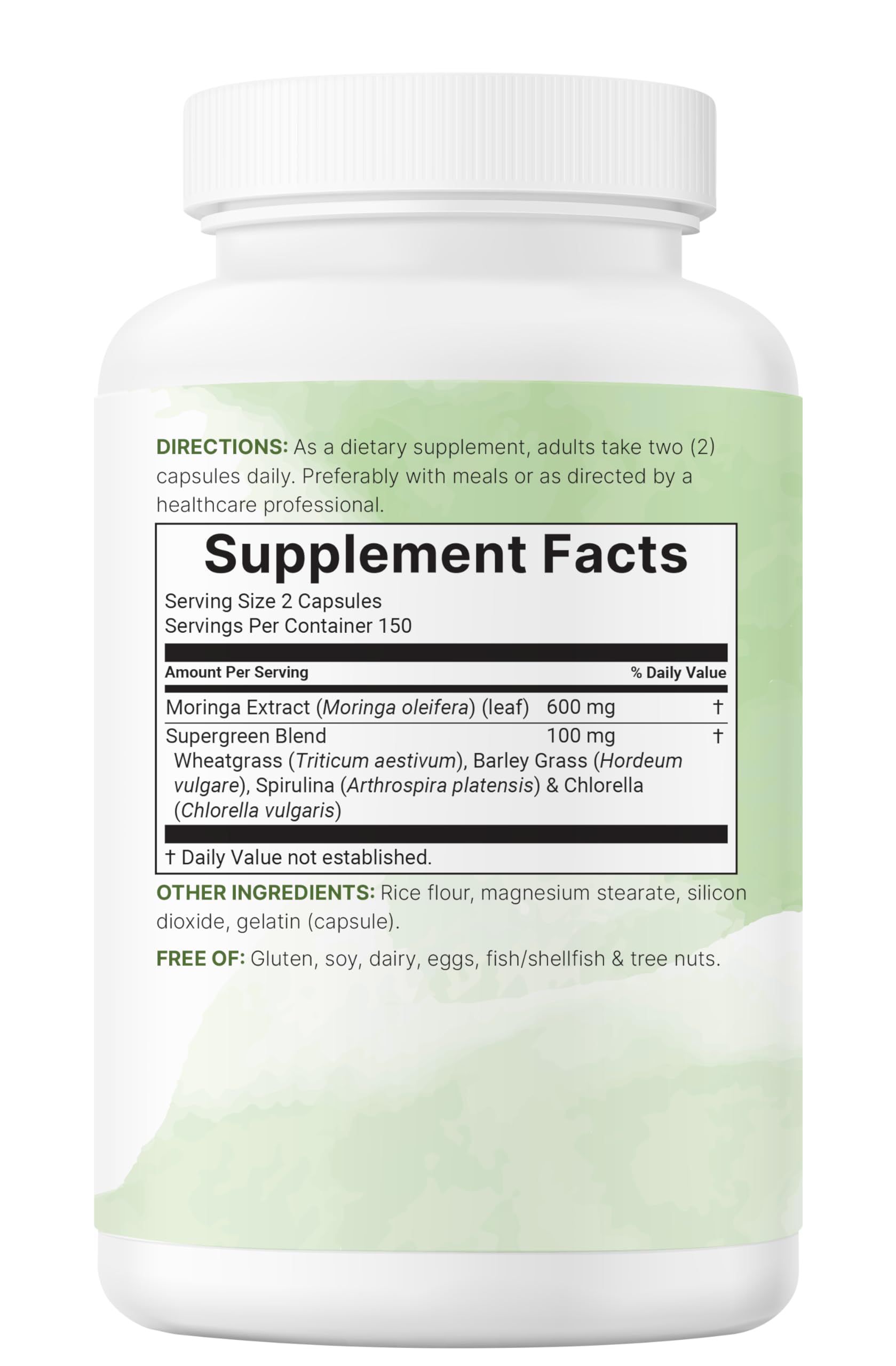 Micro Ingredients Moringa Oleifera | 300 Capsules with Supergreens Blend of Wheatgrass, Barley Grass, Spirulina, & Chlorella | Antioxidant Supplement, Energy, & Immune Support | Non-GMO Micro Ingredients Au supplements
