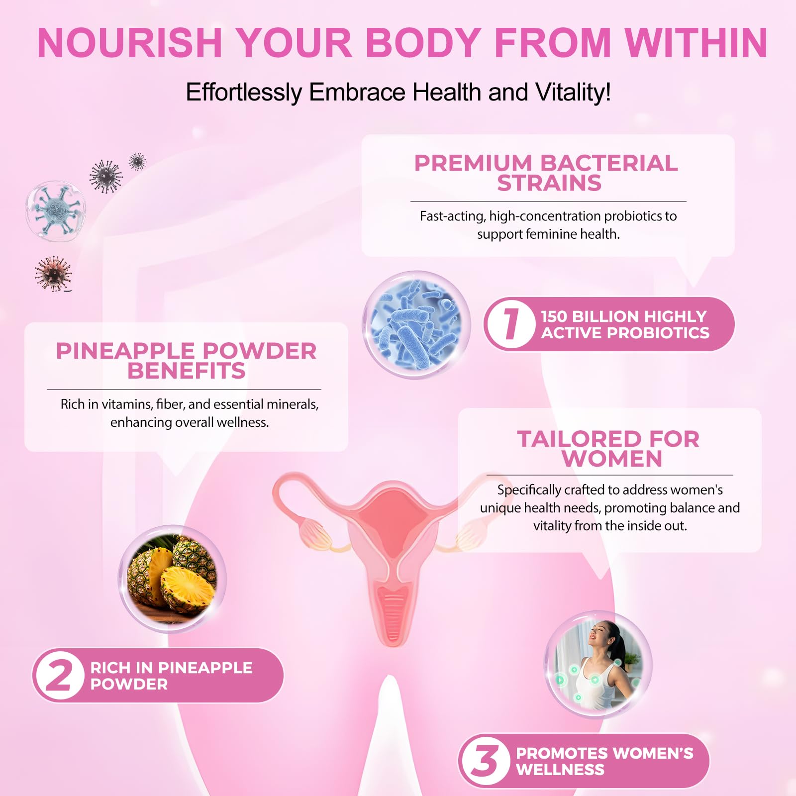 Vital Source Feminine Gummies - Feminine Balance Gummies for Women ph Natrual Famale Balance Cummie - Collagen Gummie - Pineapple PH Balance Gummie for Women Support Women’s Health - 60PCS Tooffi Au supplements