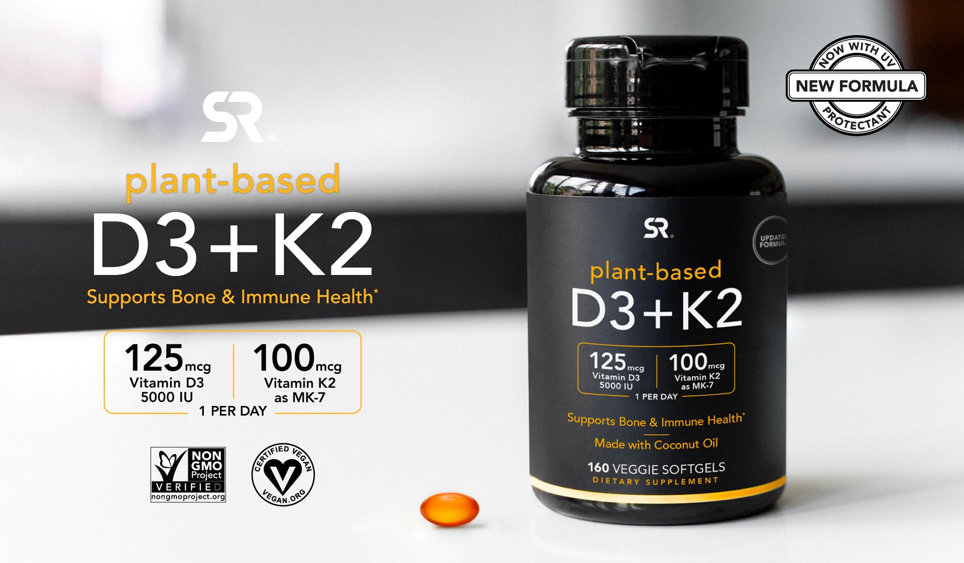 (Pack of 1) 160 Vegan Certified, Non GMO Liquid Softgels rozzunSports Research Vitamin Rozzun Creative Vision Au supplements