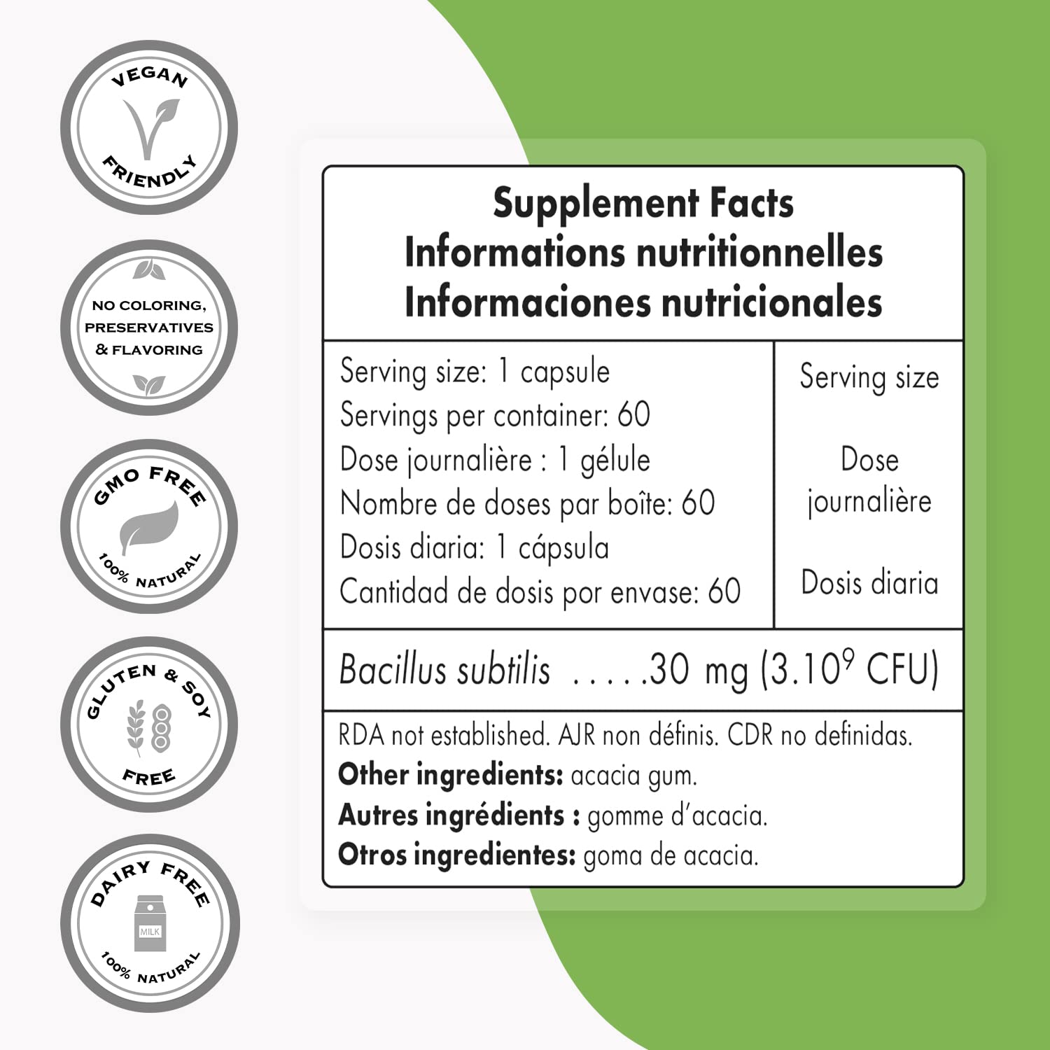 Supersmart - Bacillus Subtilis 3 Billion CFU per Day (High Potency) - Spore Probiotic Supersmart Au supplements