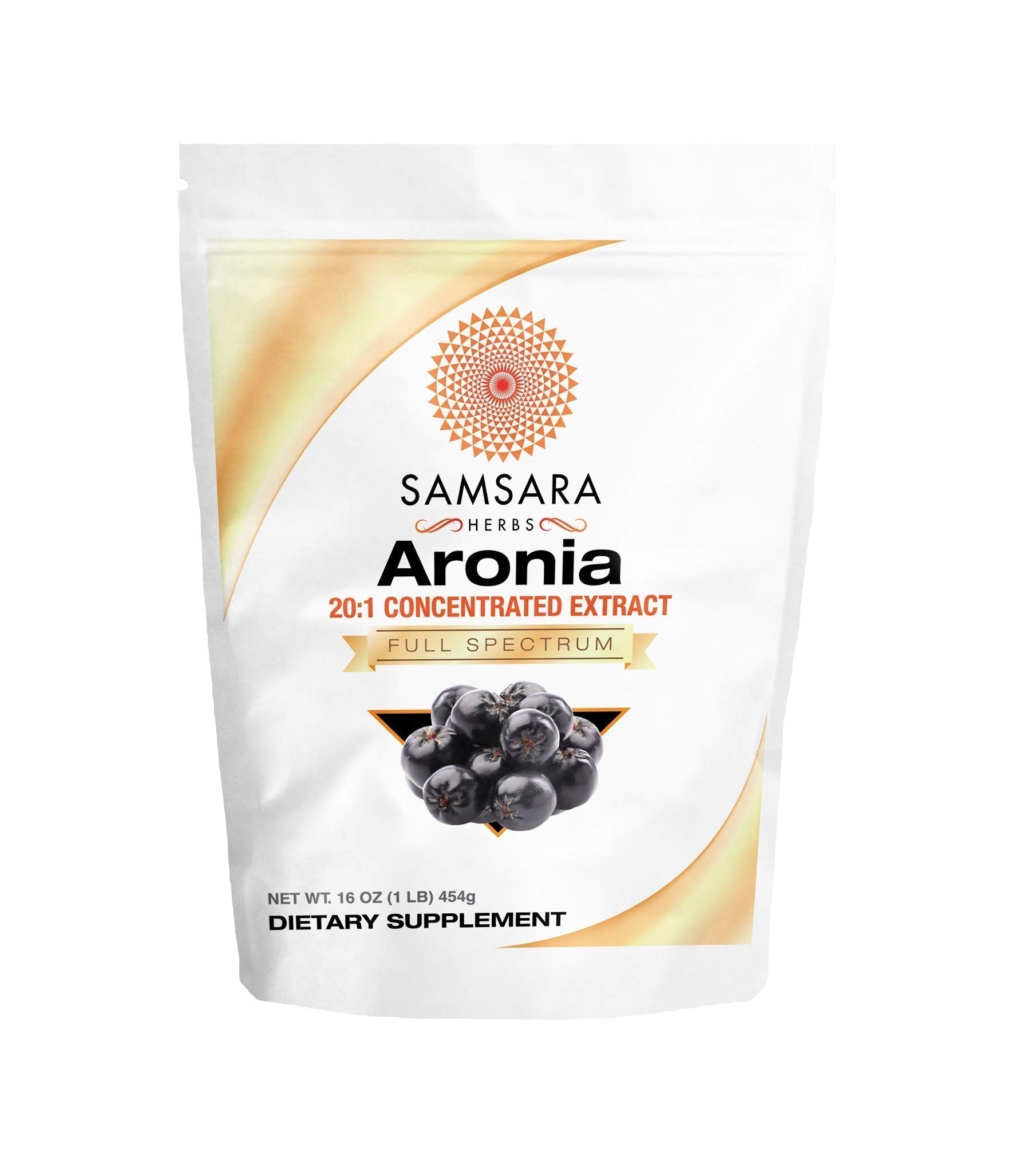 Samsara Herbs Aronia Berry 20:1 Extract Powder (16oz/454g) - Antioxidant, Flavonoids and Polyphenols Supplement - High ORAC - Native American Berry - Improved Wellbeing Samsara Herbs Au supplements