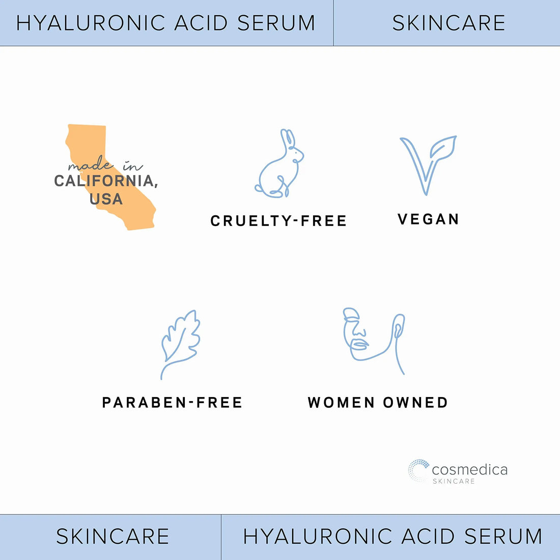 Hyaluronic Acid Serum for Skin 100% Pure Anti Aging Serum Intense Hydration Cosmedica Skincare uk supplements