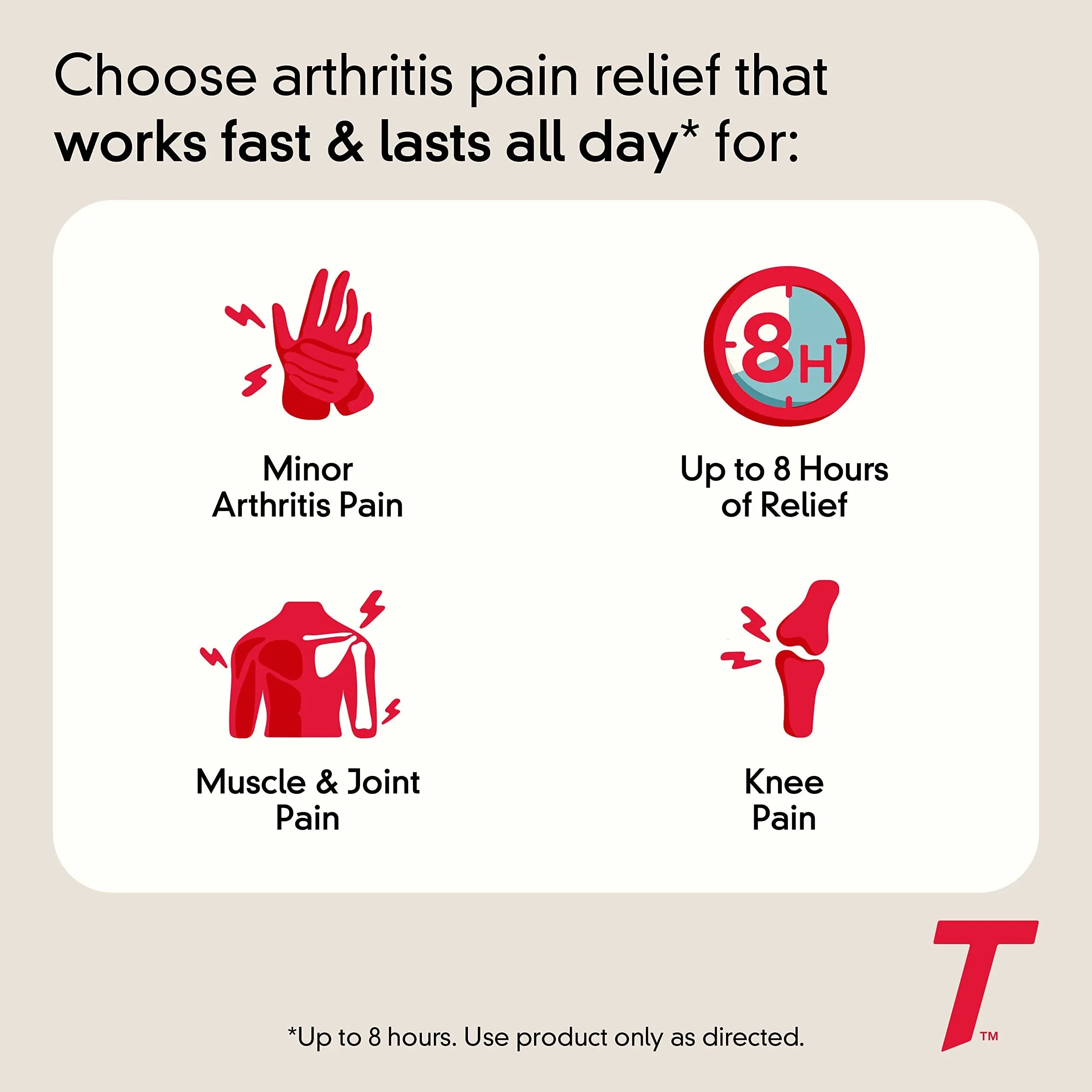 Tylenol 8HR Arthritis Pain Relief Caplets, Fast, Strong Pain Relief, 650 mg Acetaminophen for Minor Arthritis & Joint Pain, Fever Reducer, Extended Release, Won't Irritate Stomach, 100 Count Tylenol Au supplements