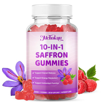 Saffron Supplement Gummies for Kids & Adults Supports Antioxidant Function with Ashwagandha, L-Theanine, Rhodiola Rosea, Lemon Balm, Vitamin D3, B6, Magnesium & Zinc – Raspberry Flavor, 60 Count Mchokuu Au supplements