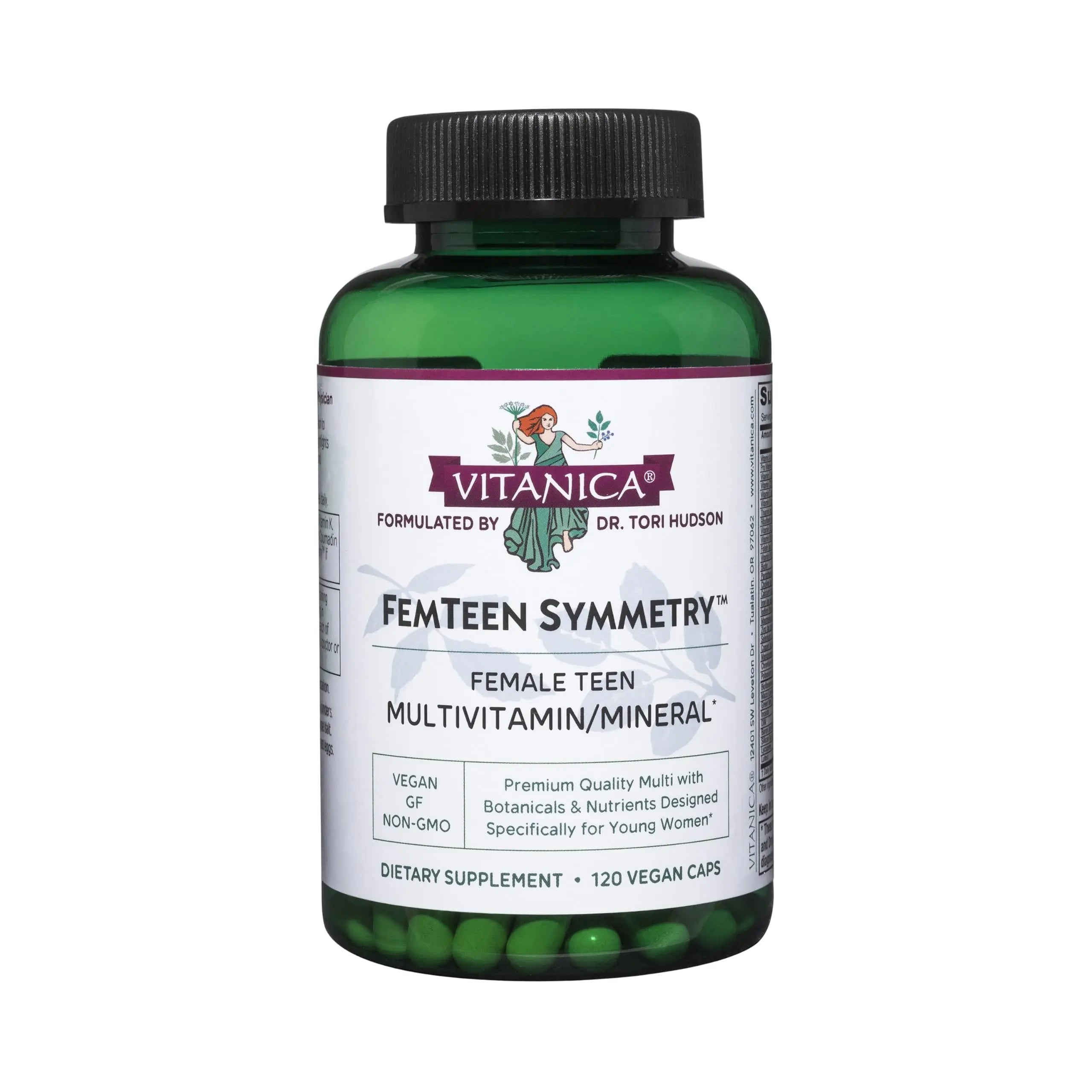 Vitanica FemTeen Symmetry, Vitamins for Teens Daily Multivitamin, Vegan, 120 Capsules Vitanica Au supplements