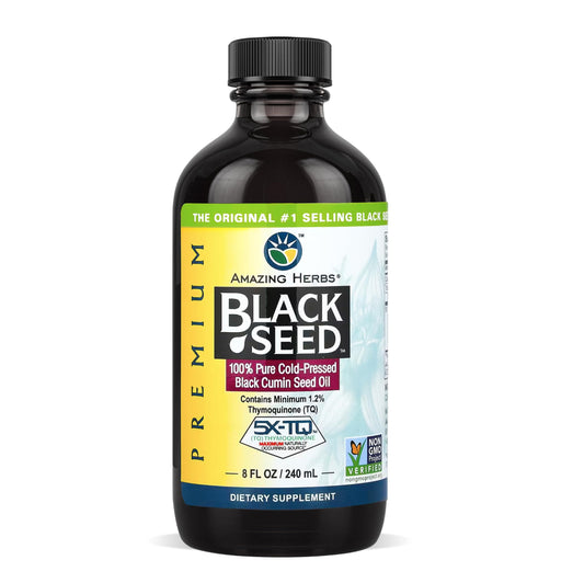 Amazing Herbs Premium Liquid Black Seed Oil - Cold Pressed with Nigella & Sativa, Aids in Digestive Health, Omegas 3 6 & 9, Immune Support, Brain Function Amazing HerbsUS supplements