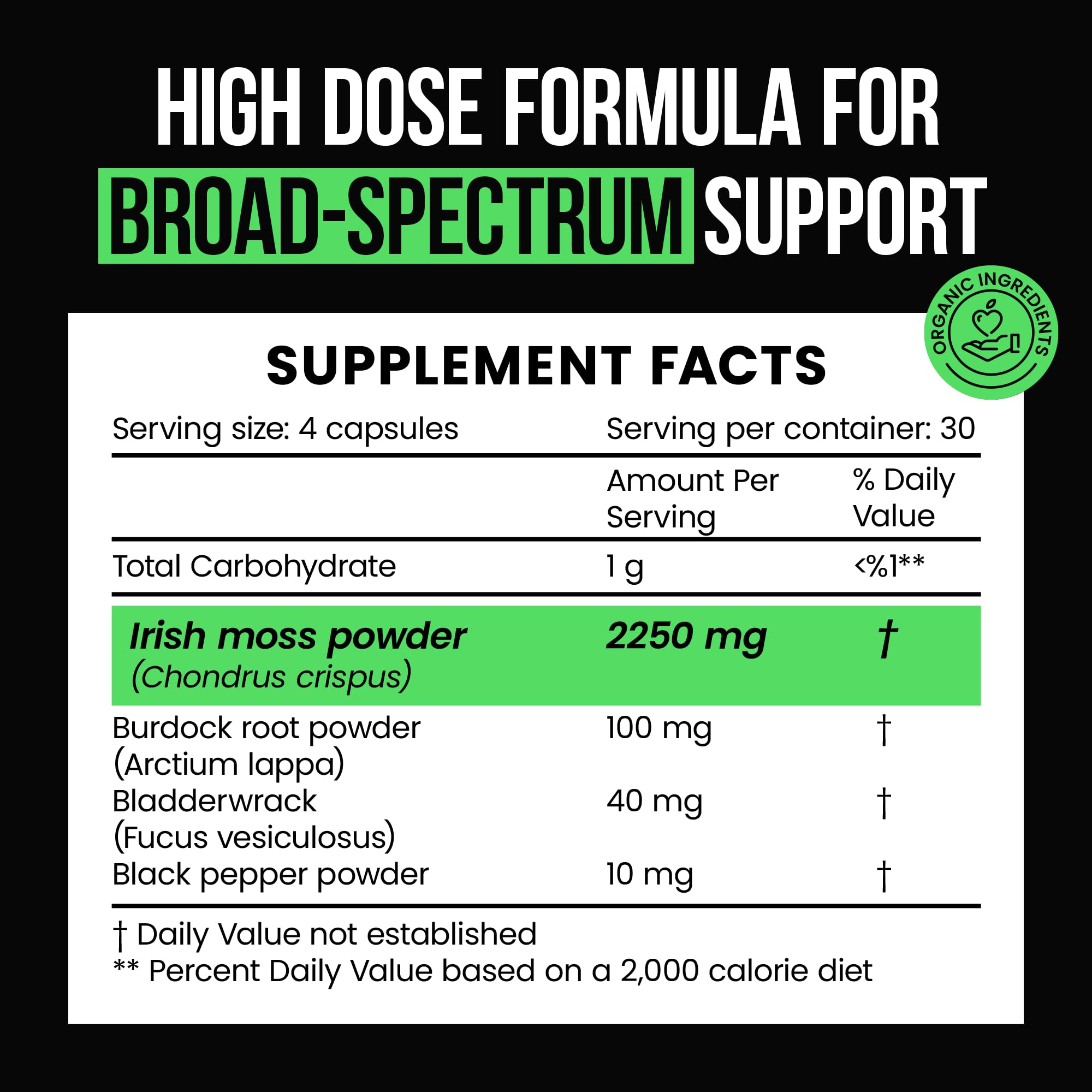 VitaRaw Organic Irish Sea Moss Capsules 2400 mg - Burdock Root and Bladderwrack Powder Real Seamoss Pills for Immune Support, Joint and Gut Health Help - Raw Sea Moss Advanced Herbal Supplement VitaRaw Au supplements