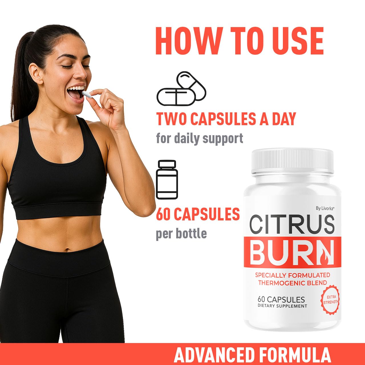 Citrus Burn Capsules - Official CitrusBurn Pills Supplement Support All Natural Ingredients Advanced Formula Premium Multivitamin for Overall Health & Wellness, 60 Capsules for 1 Month LIVORKA Au supplements
