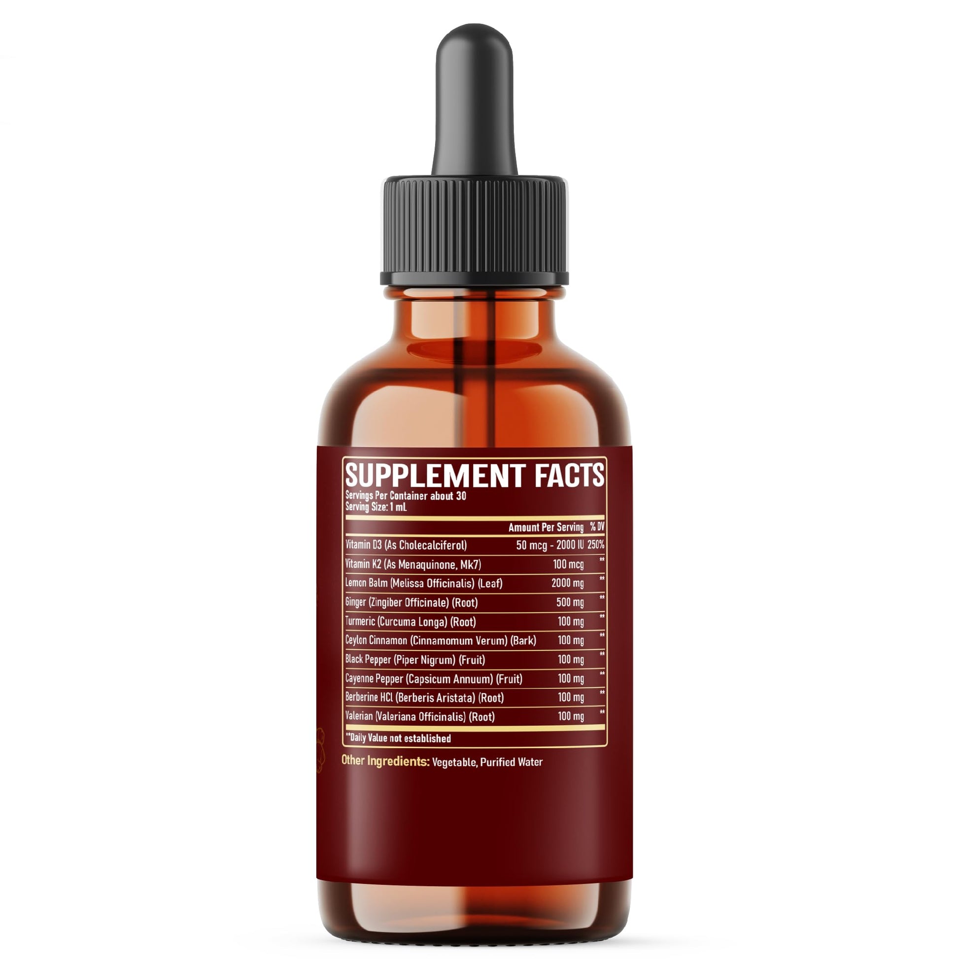 NUQIIT 10in1 Lemon Balm Tincture Blend Includes Vitamin D3, Vitamin K2, Lemon Balm, Ginger, Turmeric, Ceylon Cinnamon and More - 1 FL Oz - 60 Day Supply NUQIIT Au supplements